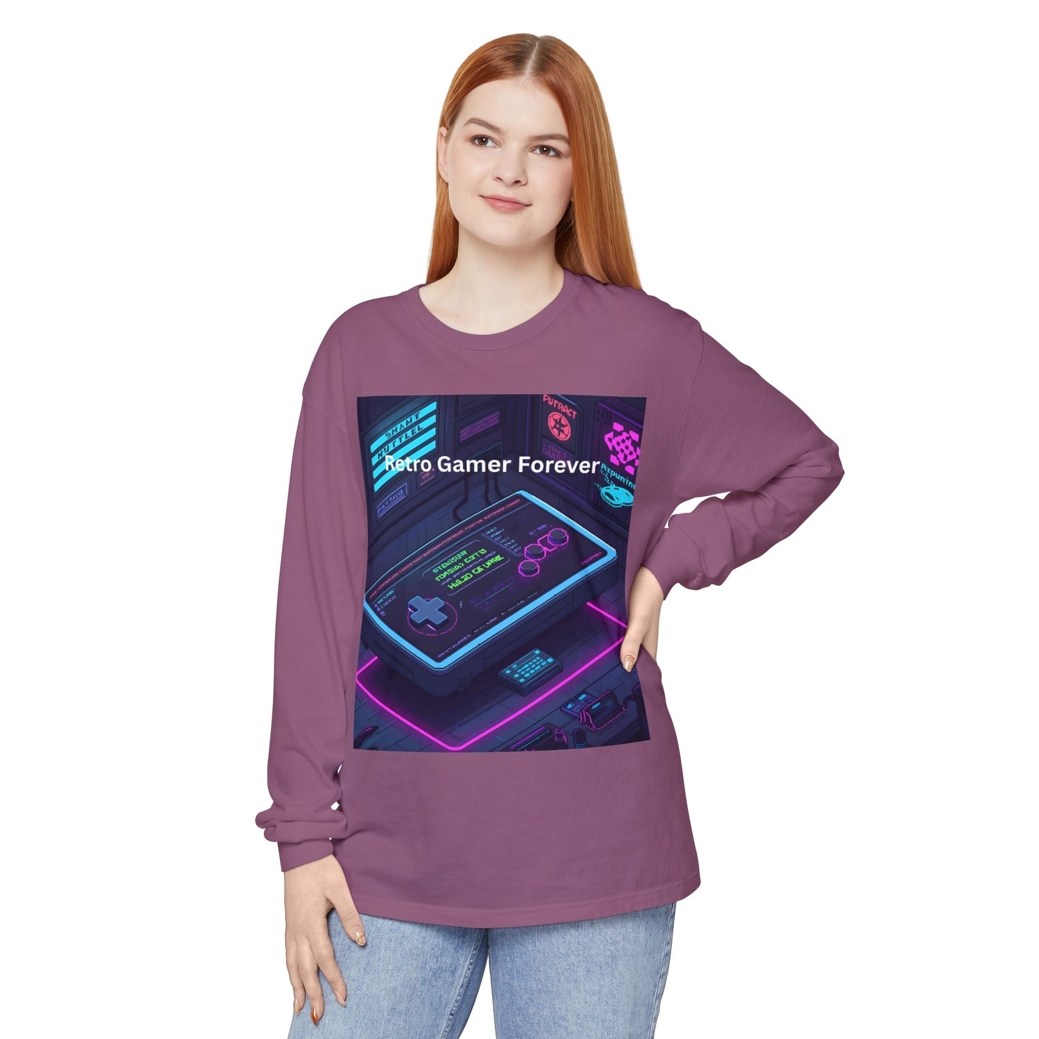 Retro Game Controller Unisex Garment-dyed Long Sleeve T-Shirt
