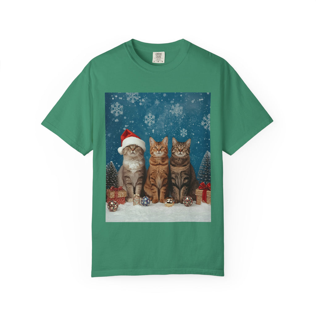 Cute Christmas Festive Cat T-Shirt, Holiday Cat Tee, Christmas Gift, Unisex T-Shirt, Pet Lover Apparel, Cute Animal Shirt, Winter Style
