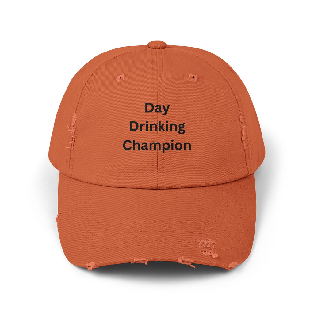 Unisex Distressed Cap - Day Drinking Champion Hat, Casual Summer Accessory, Gift for Friends, Outdoor Fun, Birthday Gift