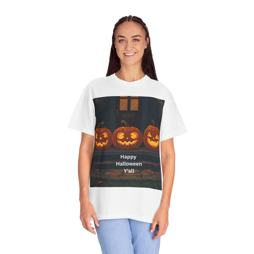 Happy Halloween Pumpkin Unisex T-shirt, Spooky Season Tee, Fall Festival Shirt, Pumpkin Graphic Top, Halloween Gift for Him/Her