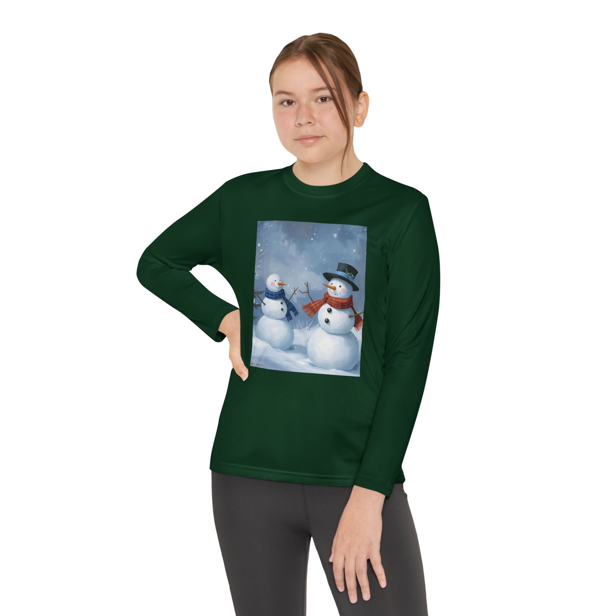 Christmas Snowman Family Youth Long Sleeve Competitor Tee