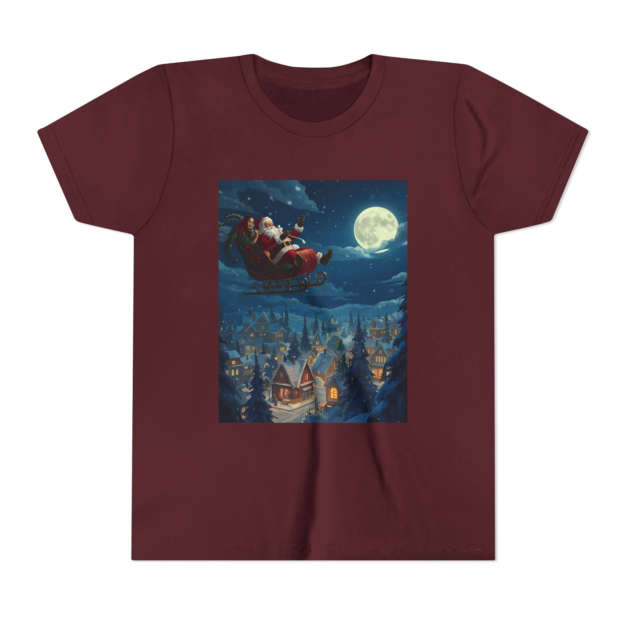 Christmas Santa Sleigh Youth Short Sleeve Tee