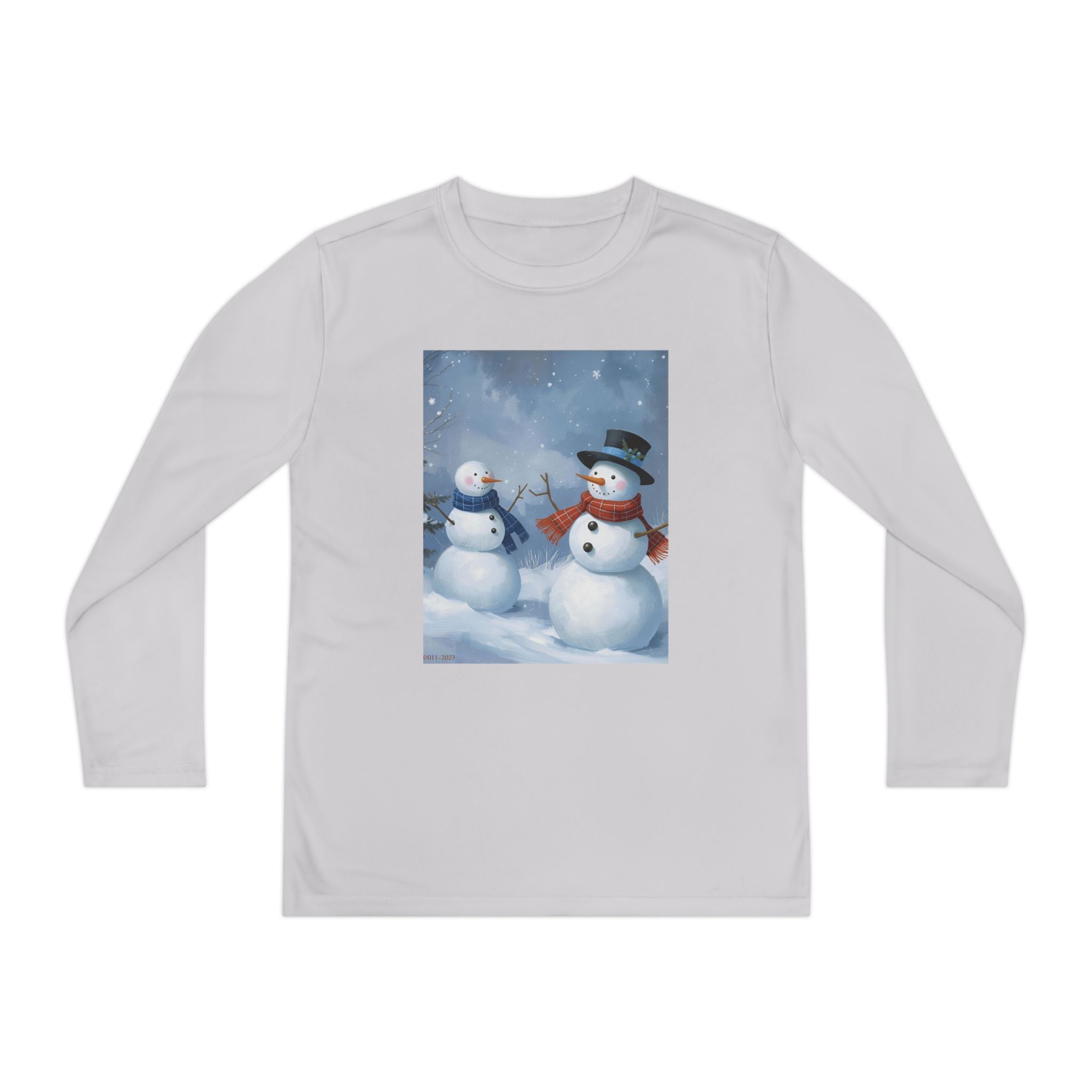 Christmas Snowman Family Youth Long Sleeve Competitor Tee