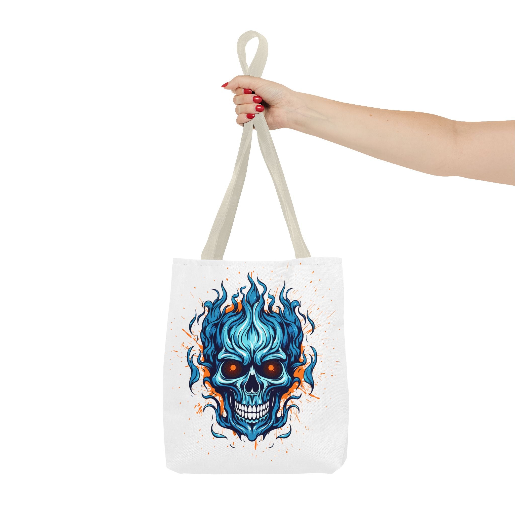 Skull Flame Tote Bag: Edgy Canvas Bag for Cosplay, Festivals, Shopping, Halloween, and Gift Purposes
