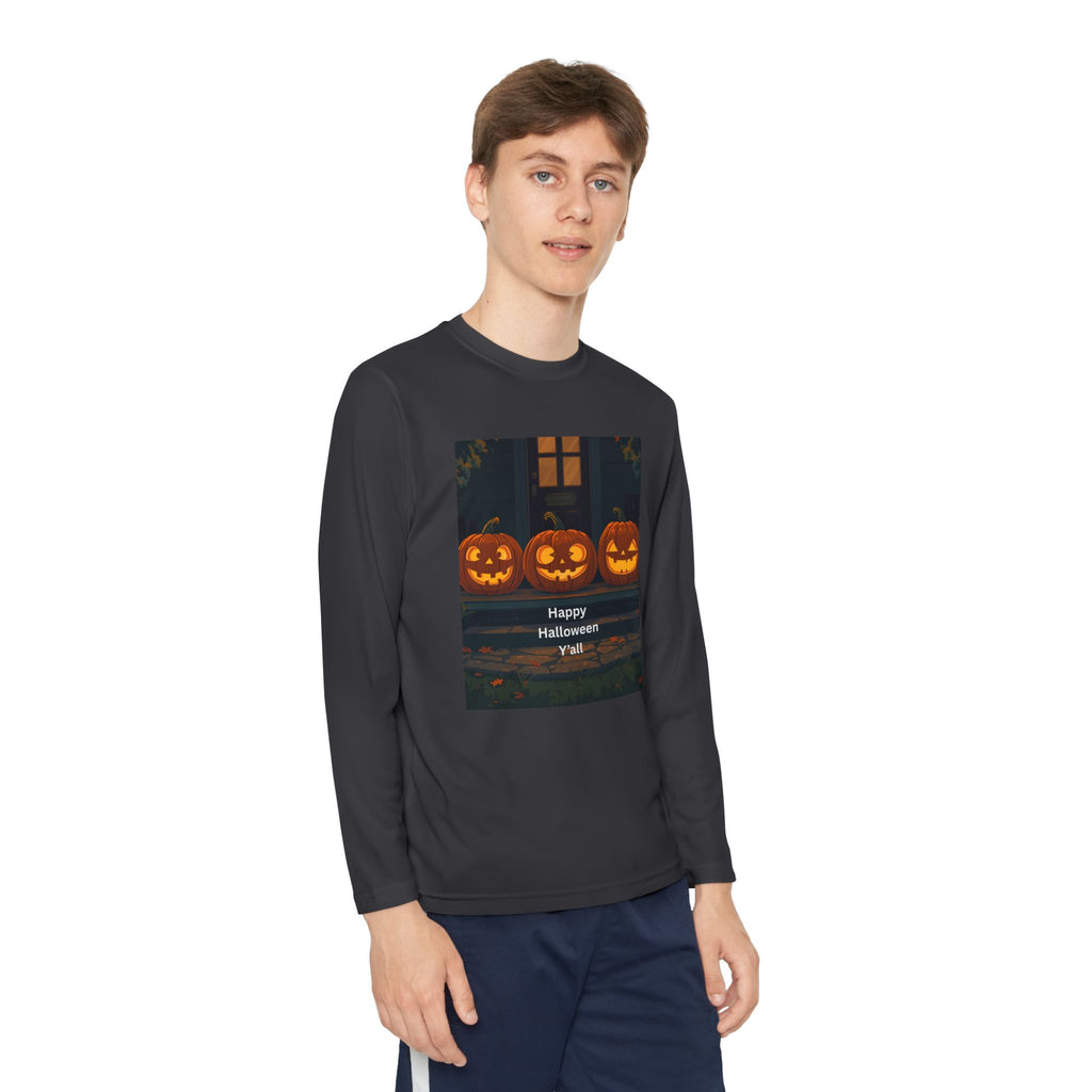 Halloween Pumpkin Youth Long Sleeve Competitor Tee