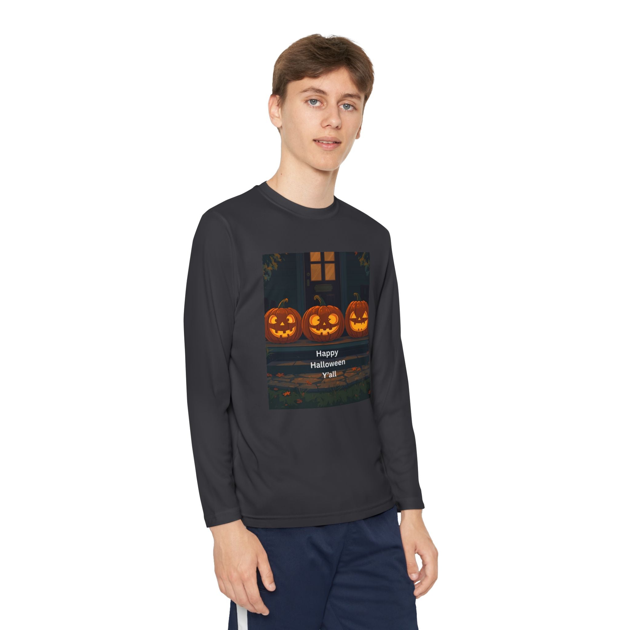 Halloween Pumpkin Youth Long Sleeve Competitor Tee
