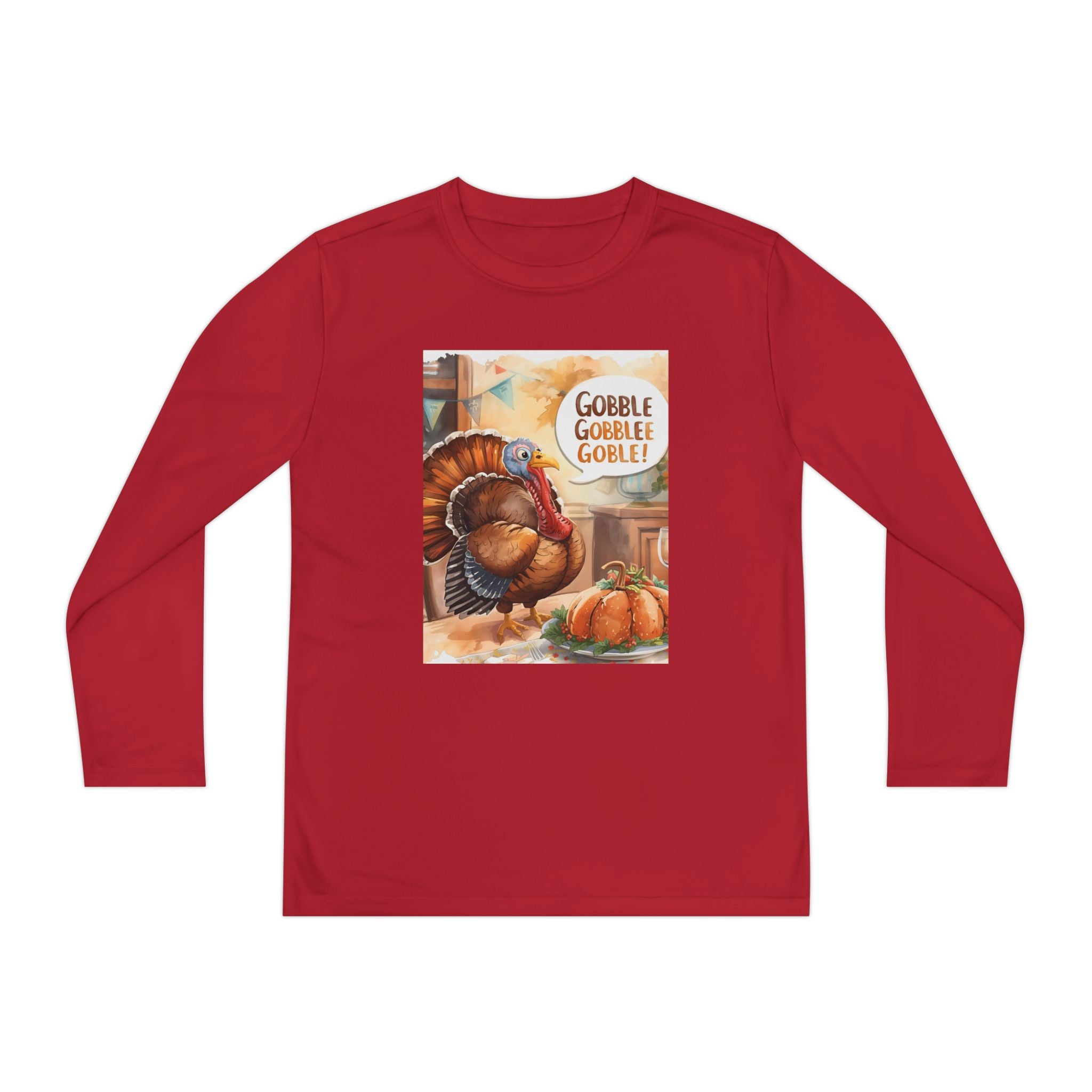 Thanksgiving Turkey Youth Long Sleeve Competitor Tee