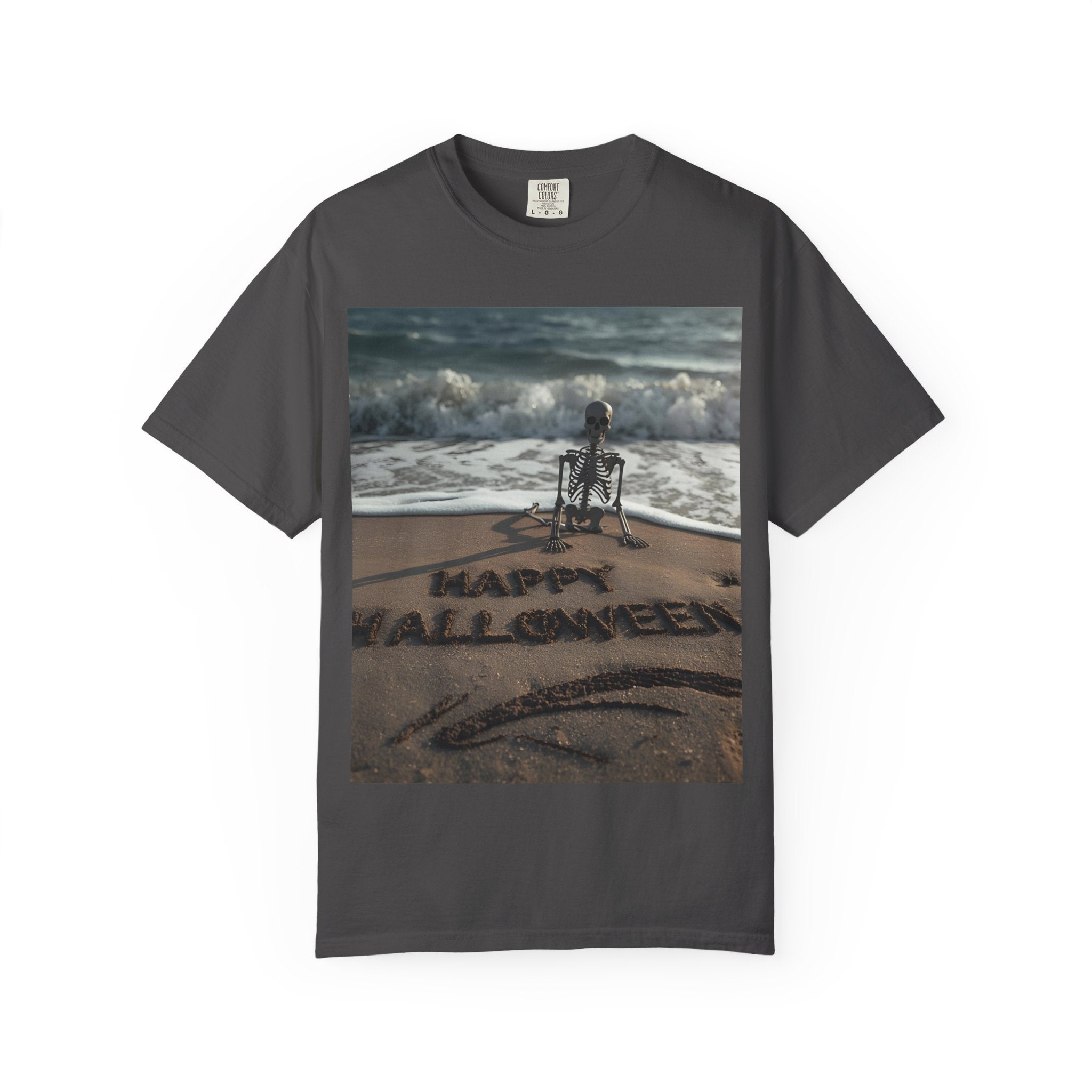 Halloween Beach Skeleton Vibes Unisex T-Shirt, Spooky Summer Tee, Fun Halloween Shirt, Beachwear, Casual Halloween Outfit