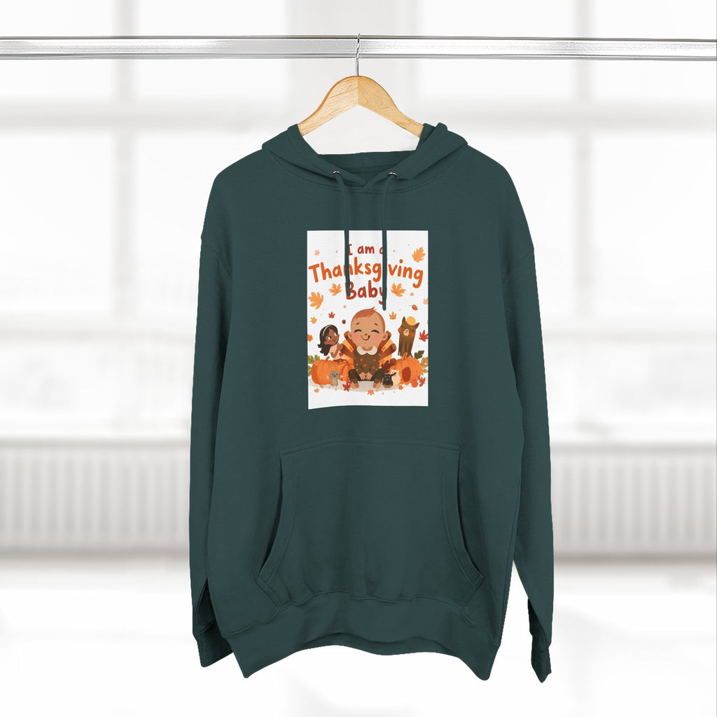 I Am A Thanksgiving Baby Three-Panel Fleece Hoodie