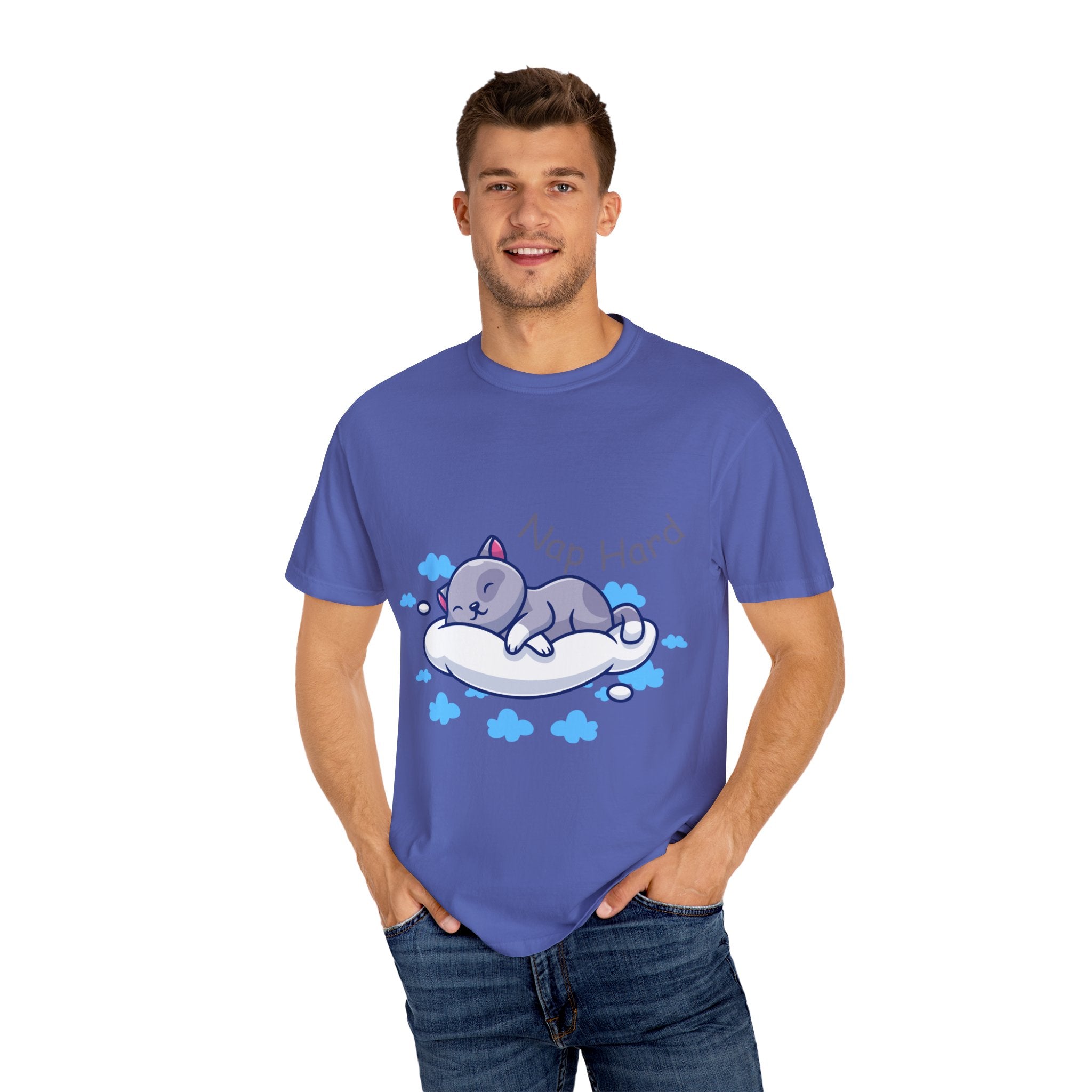 Cat Nap Graphic T-shirt, Cute Cat Tee, Relaxed Fit Apparel, Gift for Cat Lovers, Cozy Lounge Wear, Funny Pet Humor Top