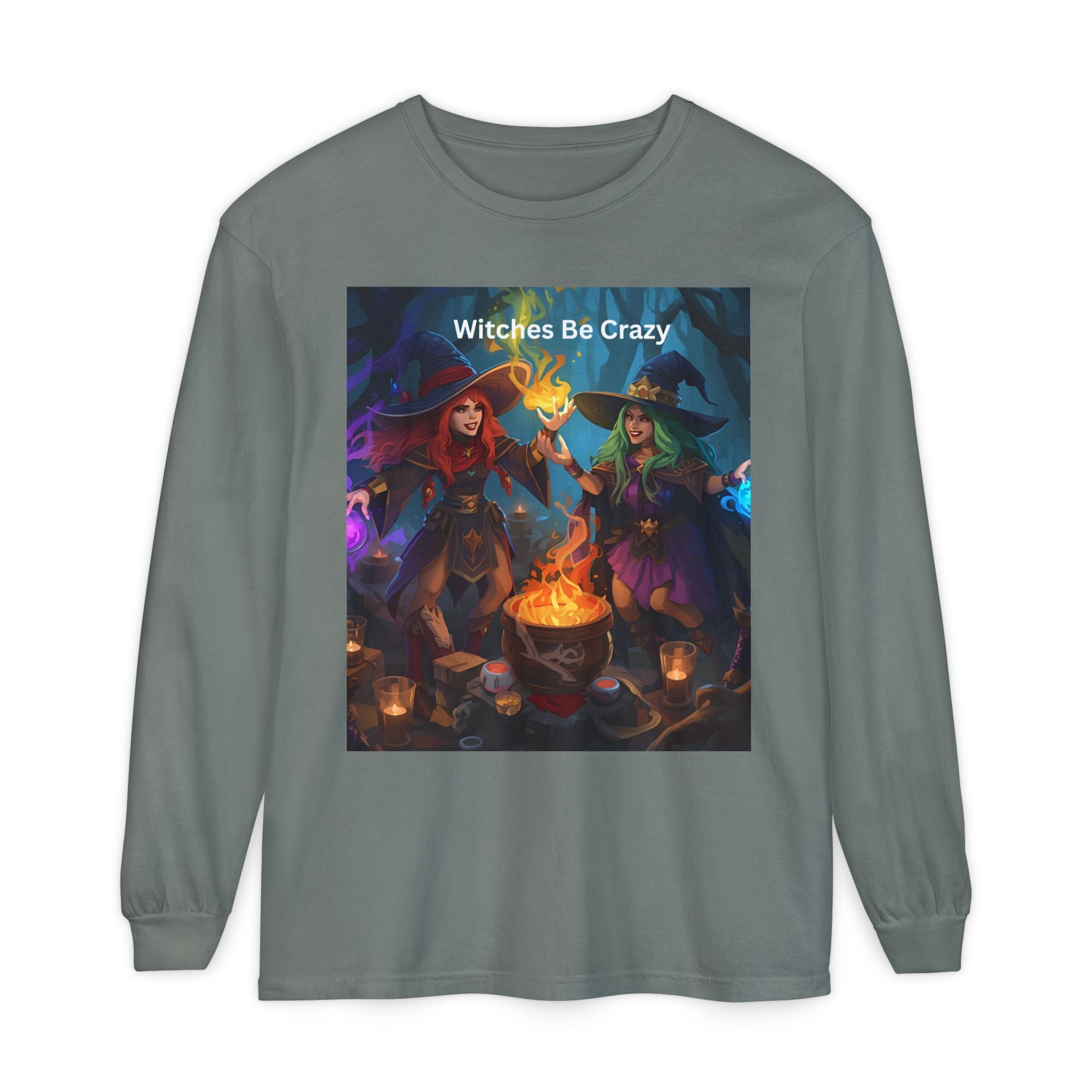 Spooky Halloween Witches Be Crazy Long Sleeve T-Shirt, Halloween Top, Witchy Apparel, Unisex Shirt, Spooky Gift, Casual Wear