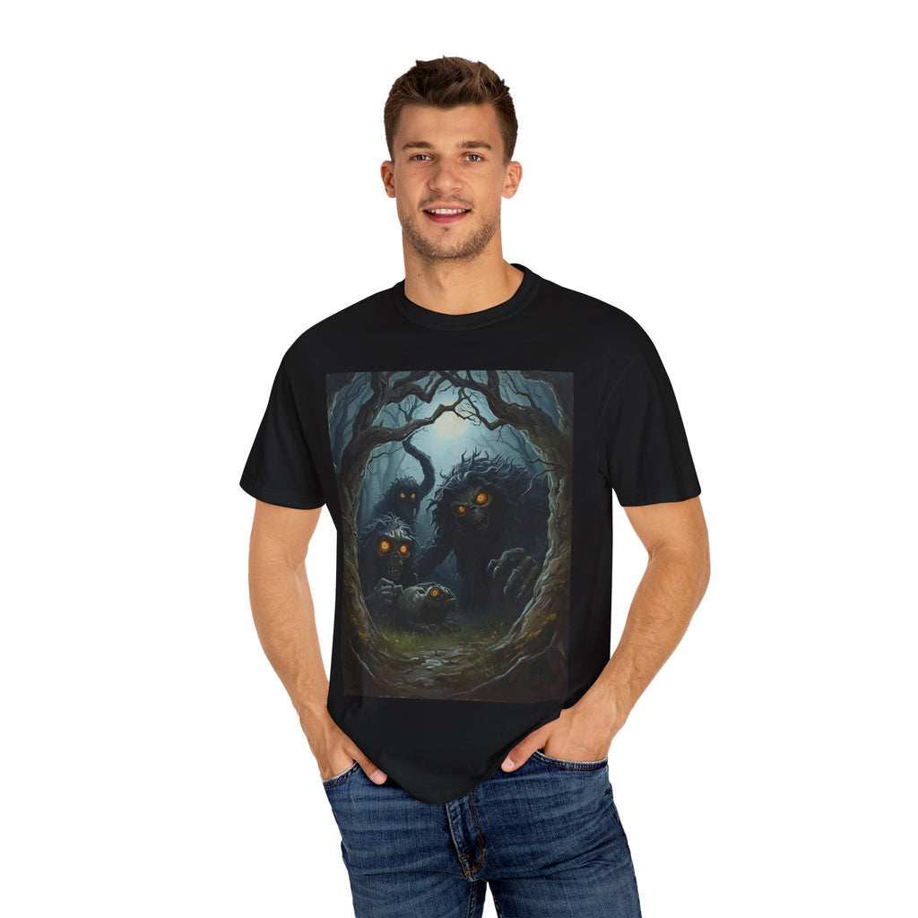 Spooky Mysterious Forest Graphic T-Shirt, Unisex Tee, Nature Lover Gift, Halloween Apparel, Unique Artwear