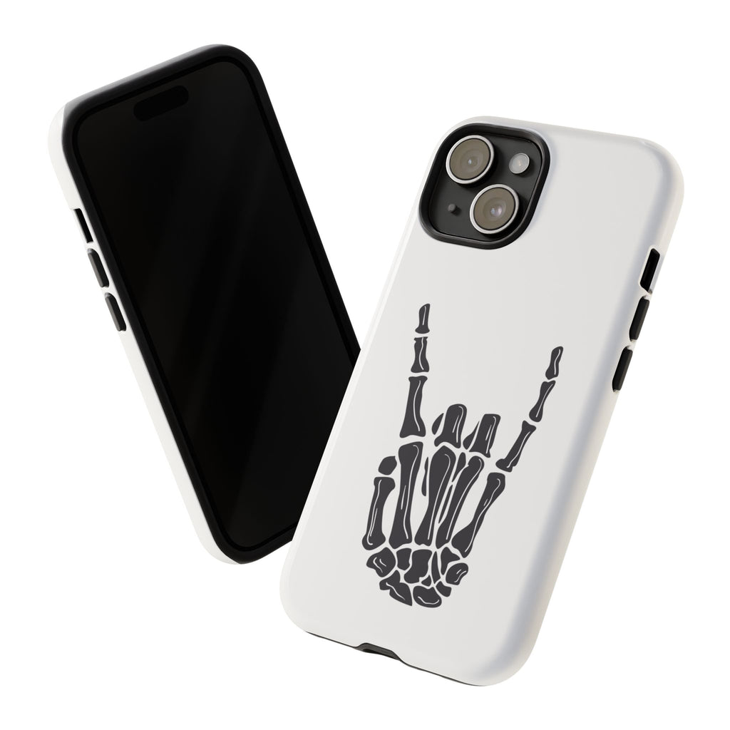 Rock On Skeleton Phone Case, Edgy Phone Cover, Tough Cases for Music Lovers, Halloween Accessories, Gifts for Him