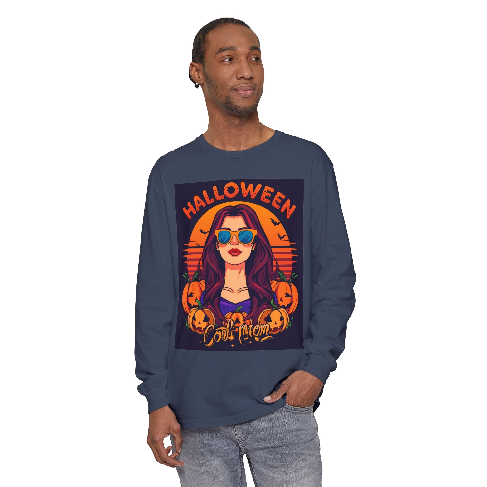 Halloween Themed Unisex Garment-dyed Long Sleeve T-Shirt
