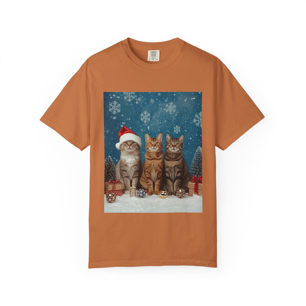 Cute Christmas Festive Cat Christmas T-Shirt, Holiday Shirt, Gift for Cat Lovers, Winter Apparel, Unisex Tee