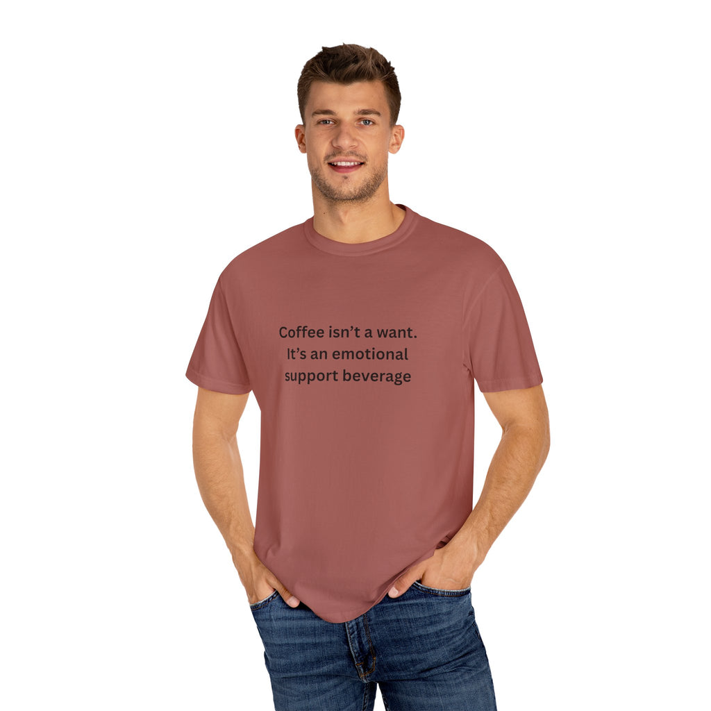 Coffee Support Unisex T-shirt, Emotional Support Beverage Tee, Gift for Coffee Lovers, Casual Wear, Funny Coffee Shirt