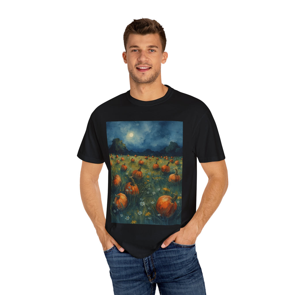 Autumn Pumpkin Field T-shirt | Unisex Fall Tee, Cozy Graphic Shirt, Halloween Gift, Harvest Fashion, Seasonal Wear, Pumpkin Lovers