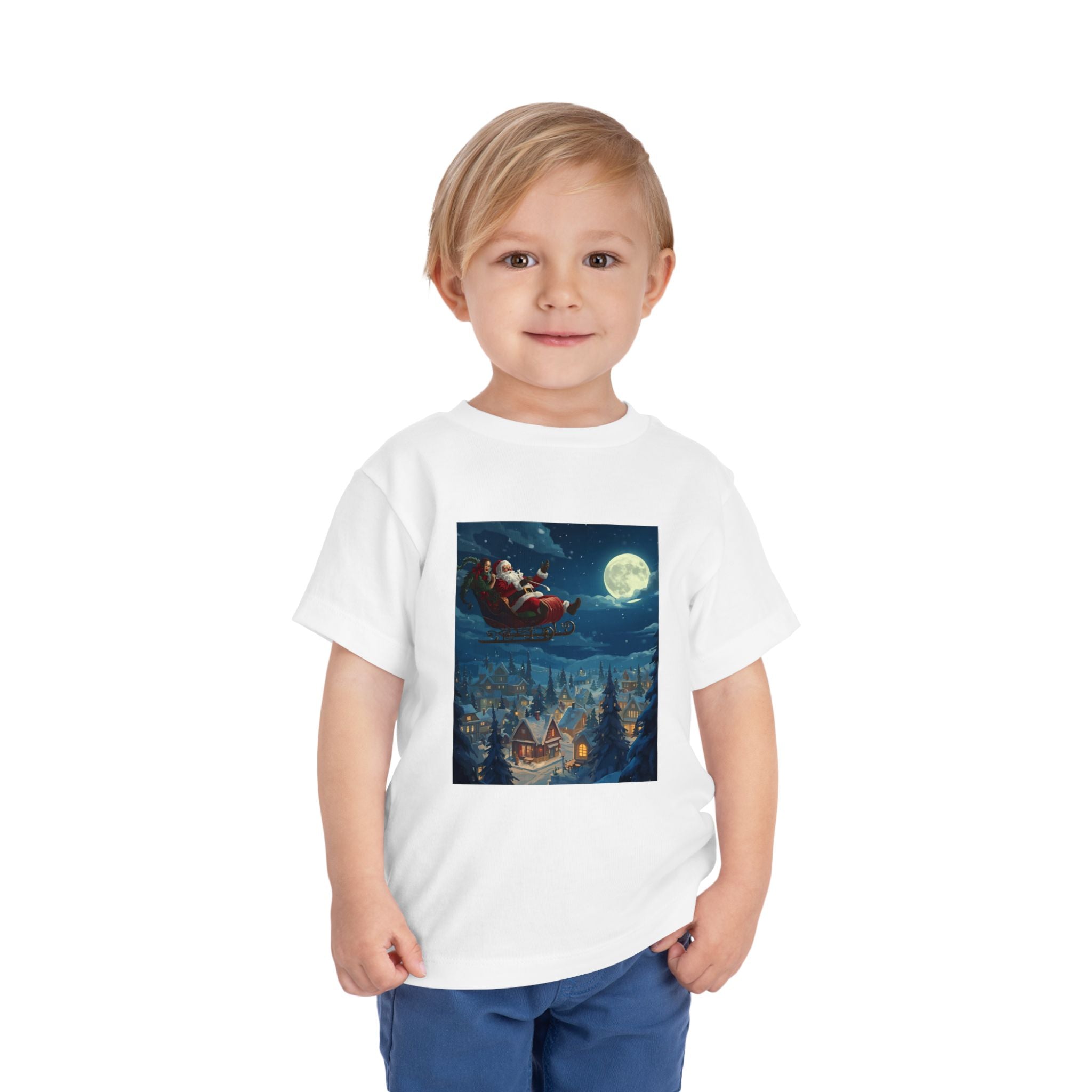 Christmas Santa Sleigh Toddler Short Sleeve Tee