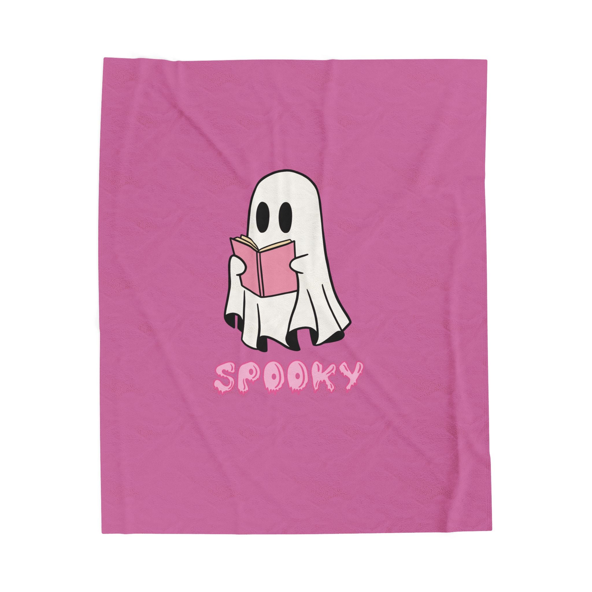 Spooky Ghost Plush Blanket, Cozy Blanket for Halloween, Soft Throw for Kids, Cute Couch Decor, Gift for Book Lovers