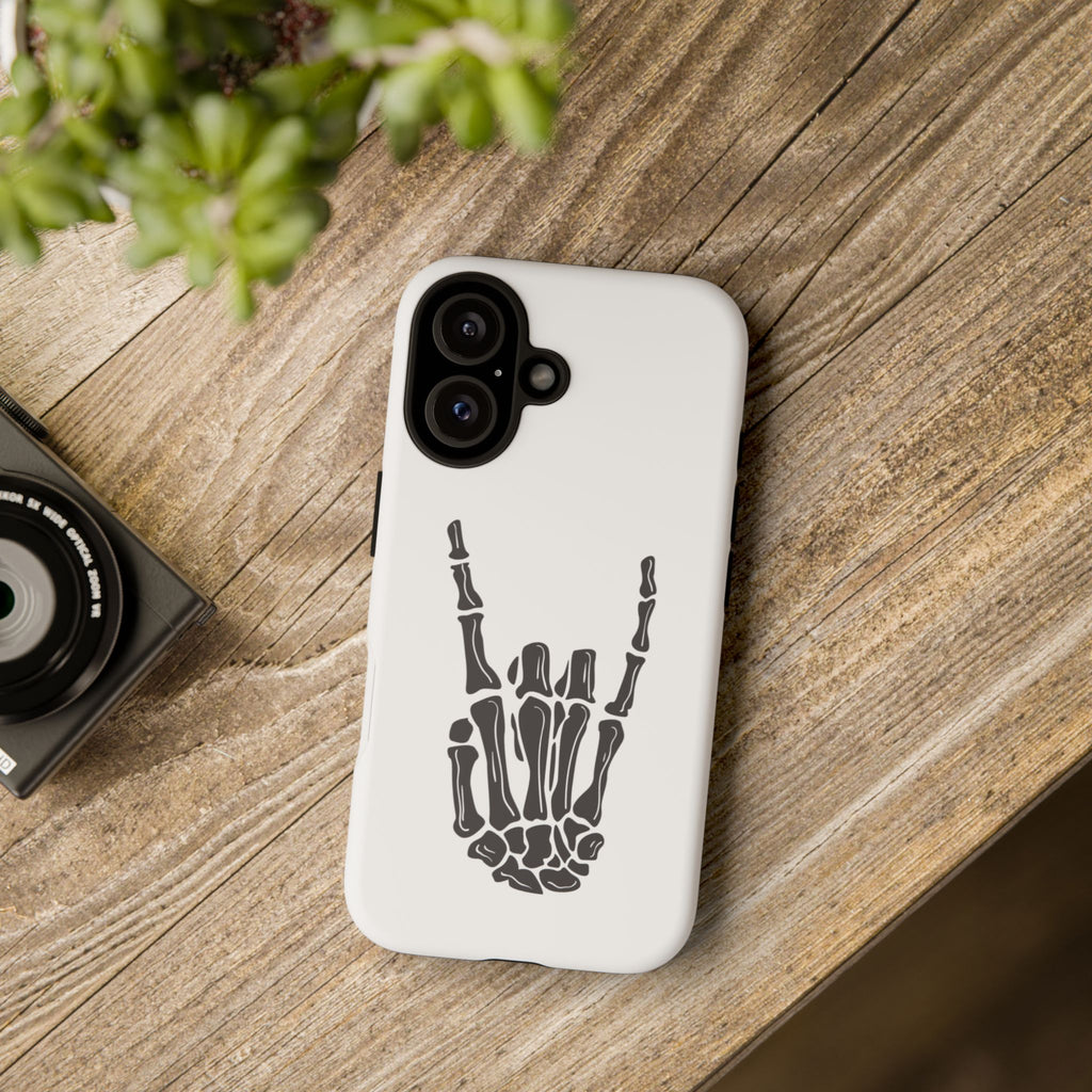 Rock On Skeleton Phone Case, Edgy Phone Cover, Tough Cases for Music Lovers, Halloween Accessories, Gifts for Him