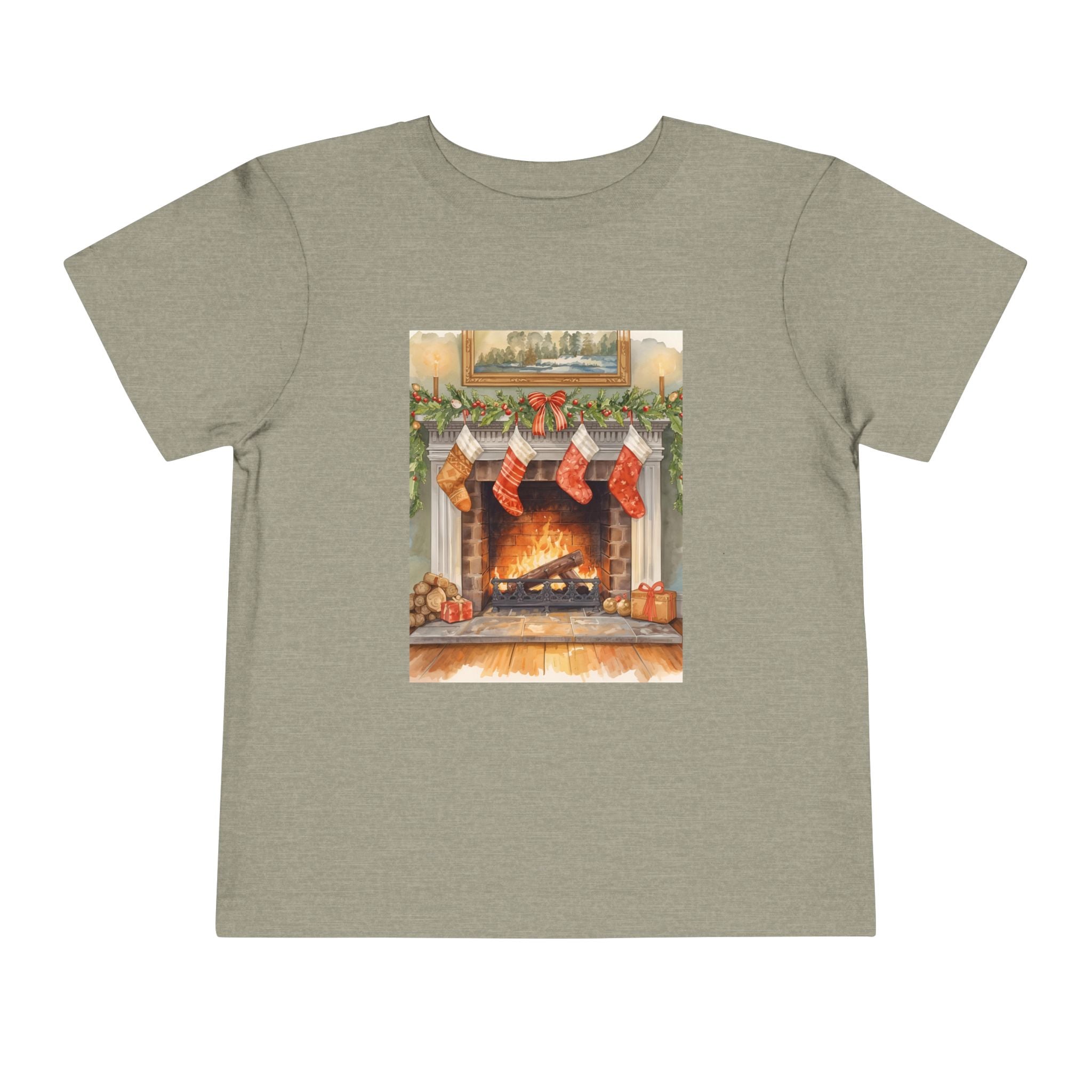 Christmas Stocking Fireplace Toddler Short Sleeve Tee