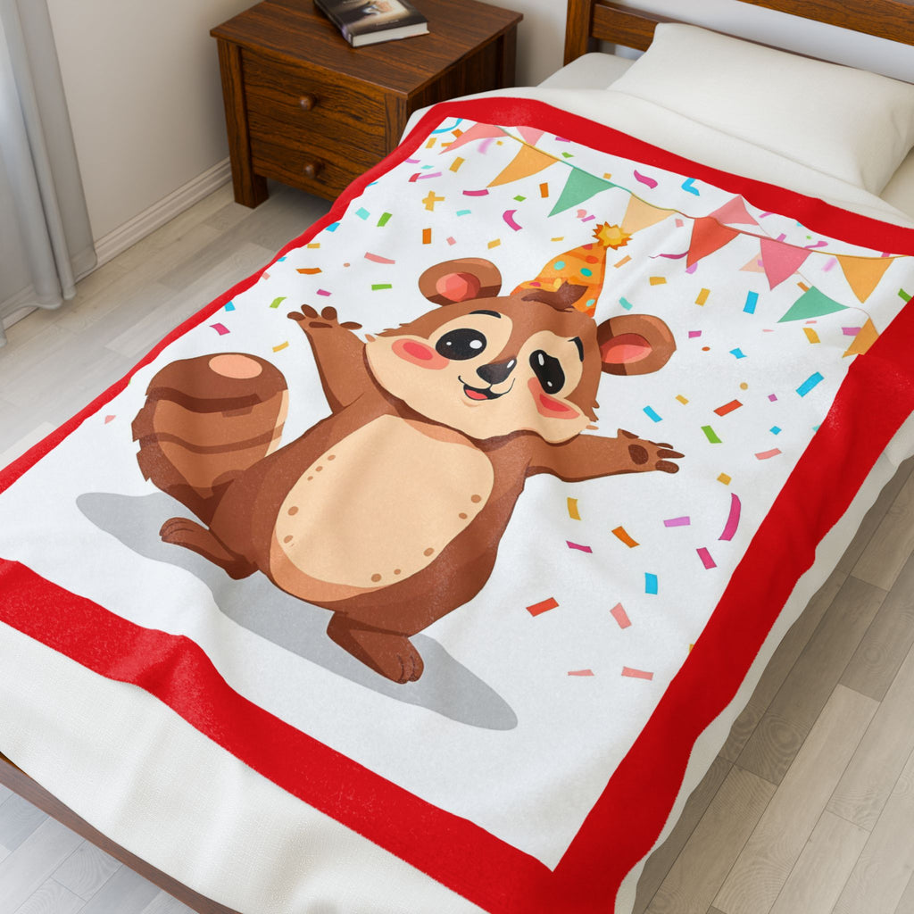 Adorable Squirl Plush Party Blanket for Kids, Great for Birthdays, Cozy Gift, Nursery Decor, Animal Lover's Blanket
