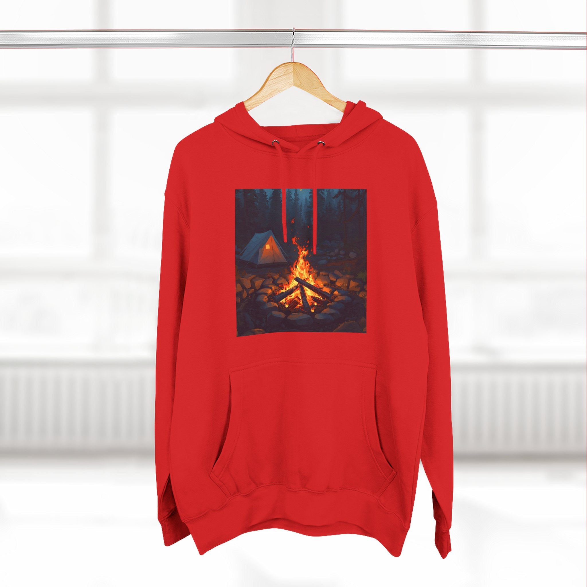 Cozy Campfire Fleece Hoodie, Outdoor Adventure Sweatshirt, Camping Gift, Warm Hoodie, Nature Lover Apparel