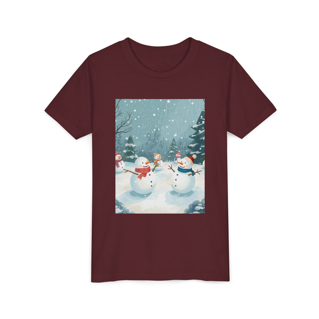 Festive Christmas Snowman Youth Short Sleeve Tee