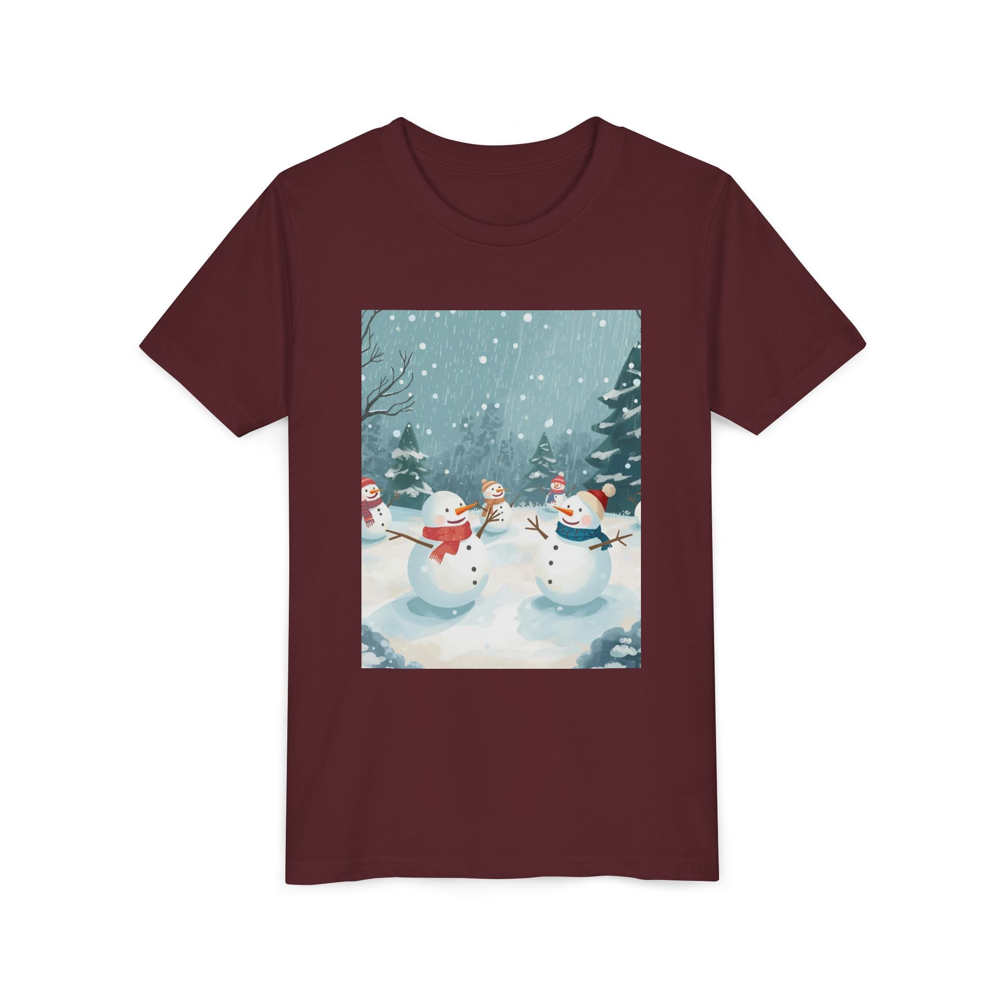 Festive Christmas Snowman Youth Short Sleeve Tee