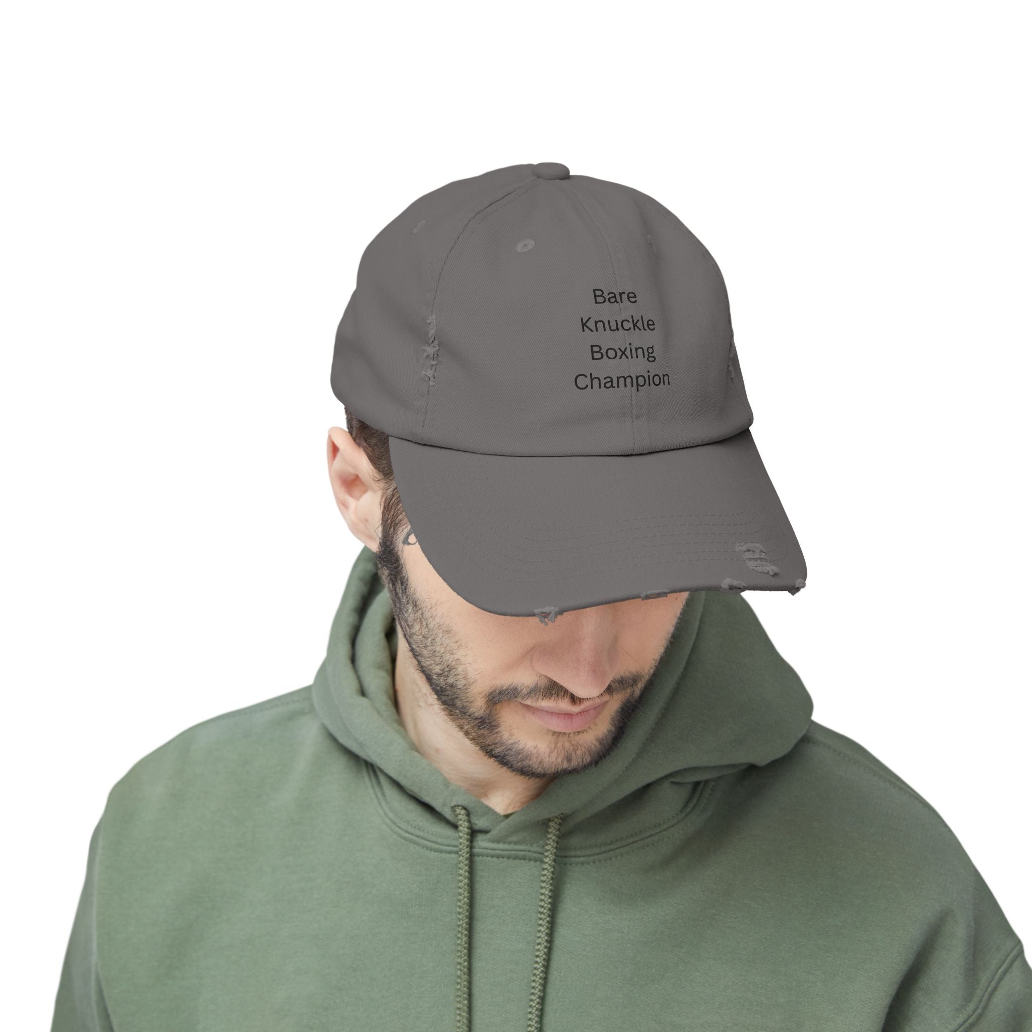 Bare Knuckle Boxing Champion Distressed Cap for Boxing Enthusiasts, Adjustable Hat, Casual Wear, Sports Gift, Vintage Style, Unisex Headwear