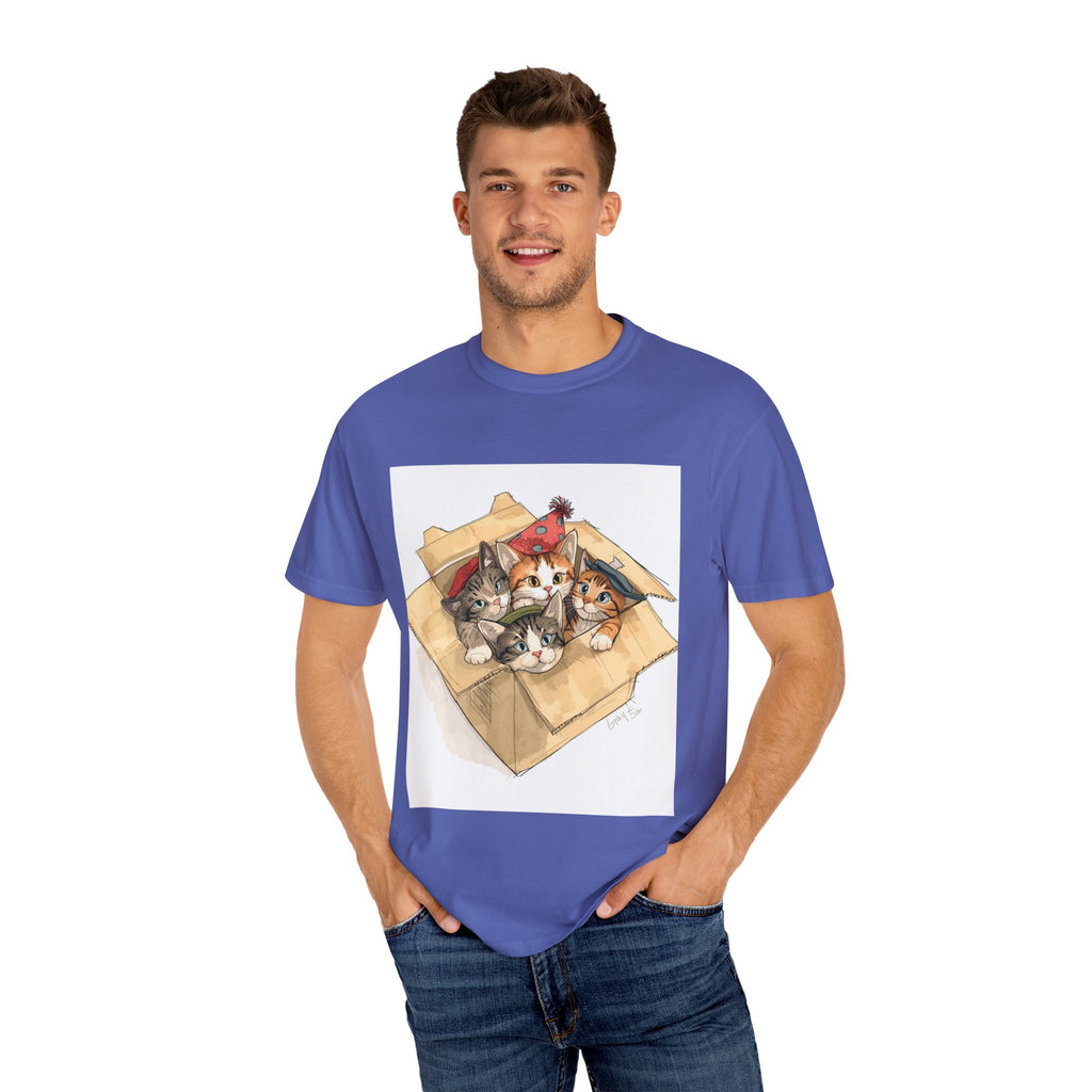 Cute Kittens In Box Unisex Garment-Dyed T-shirt