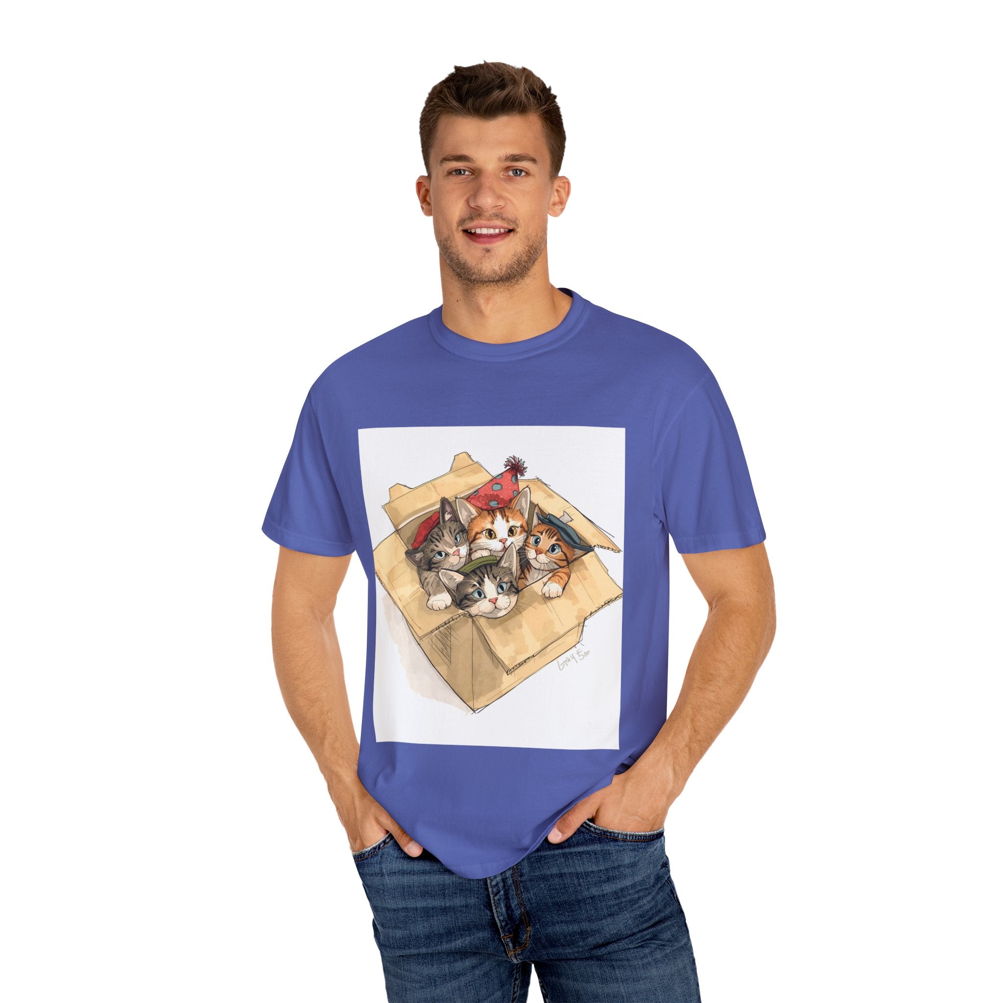 Cute Kittens In Box Unisex Garment-Dyed T-shirt