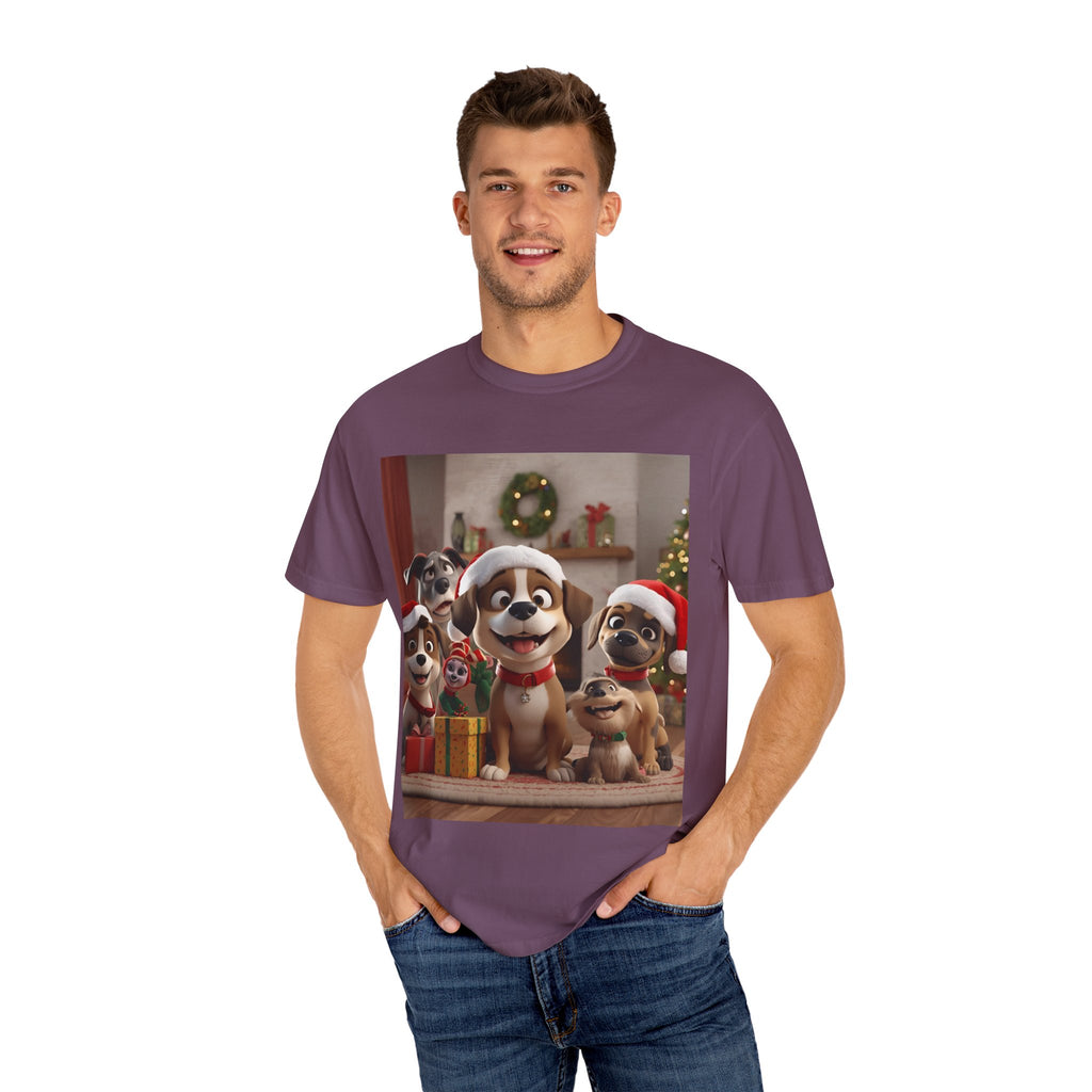 Cute Christmas Festive Dog Lovers T-Shirt | Unisex Garment-Dyed Tee for Dog Enthusiasts | Holiday Gift, Christmas Apparel, Pet Lover Shirt