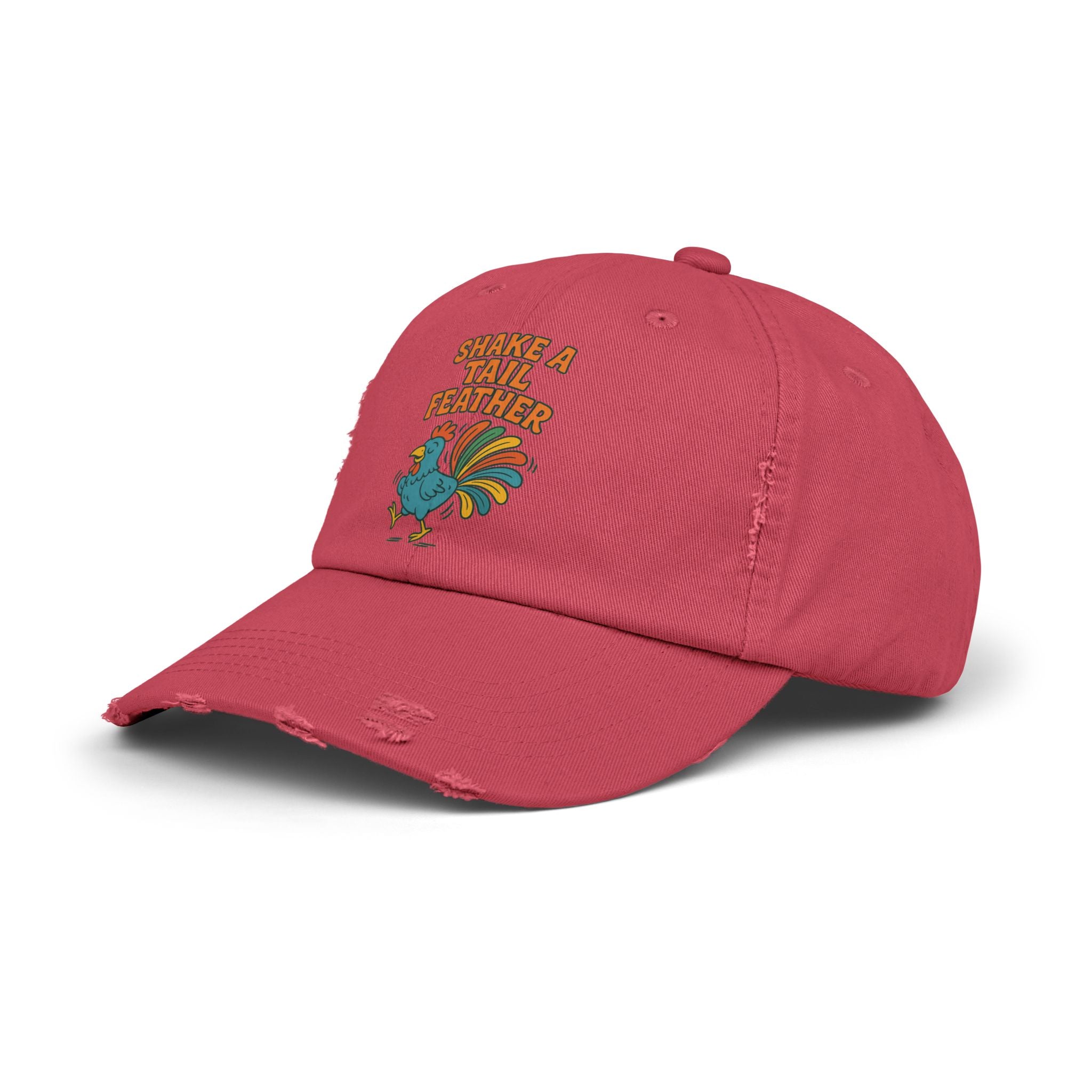 Rooster Funny Shake A Tail Feather Unisex Distressed Cap