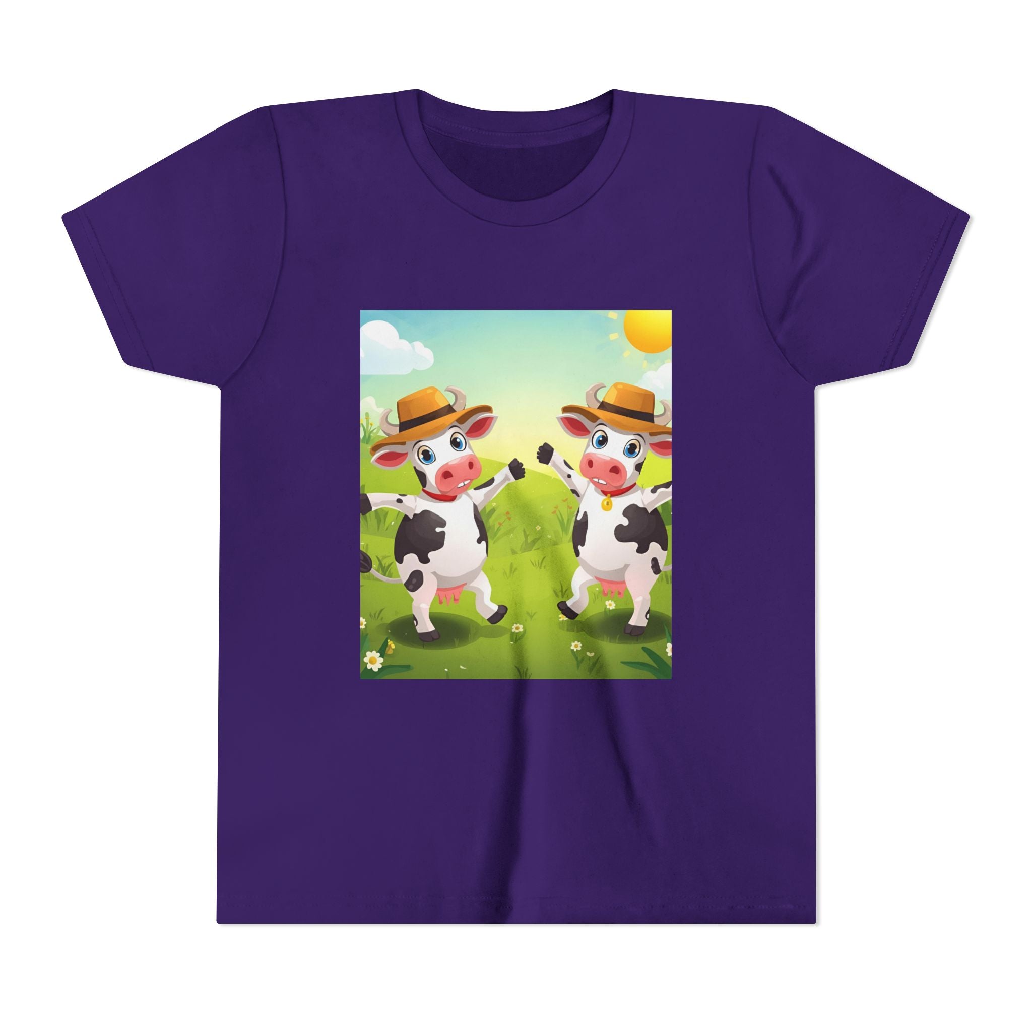 Cute Cow Fun Farm Youth Short Sleeve Tee
