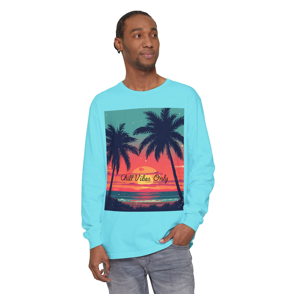 Tropical Sunset Unisex Garment-dyed Long Sleeve T-Shirt