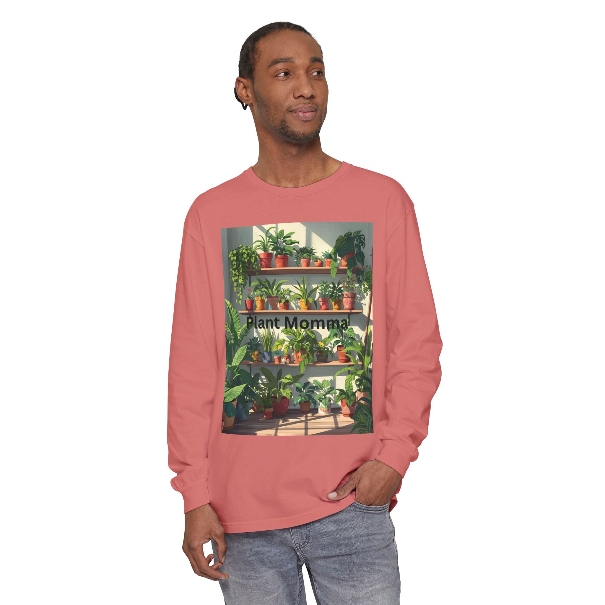 Plant Momma Long Sleeve T-Shirt, Perfect for Plant Lovers, Gardening Gifts, Eco-friendly Fashion, Casual Wear, Spring Celebrations
