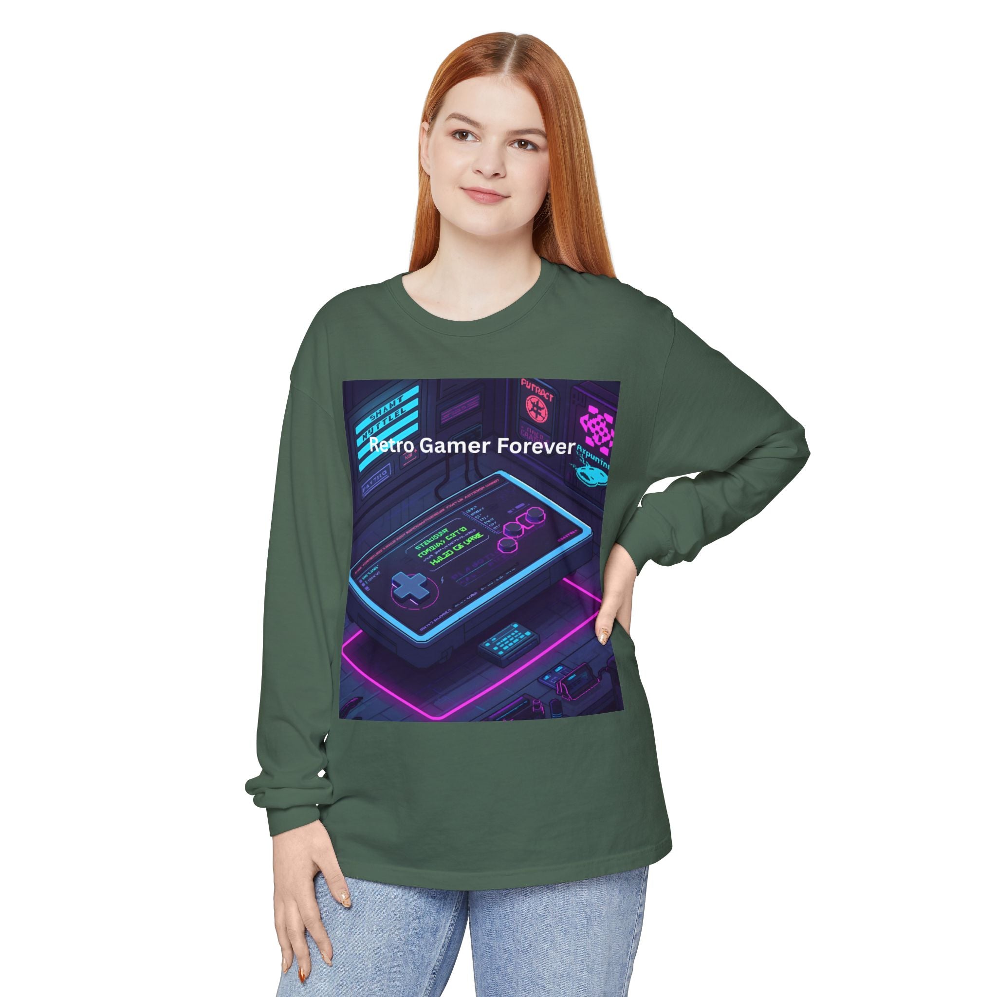 Retro Game Controller Unisex Garment-dyed Long Sleeve T-Shirt