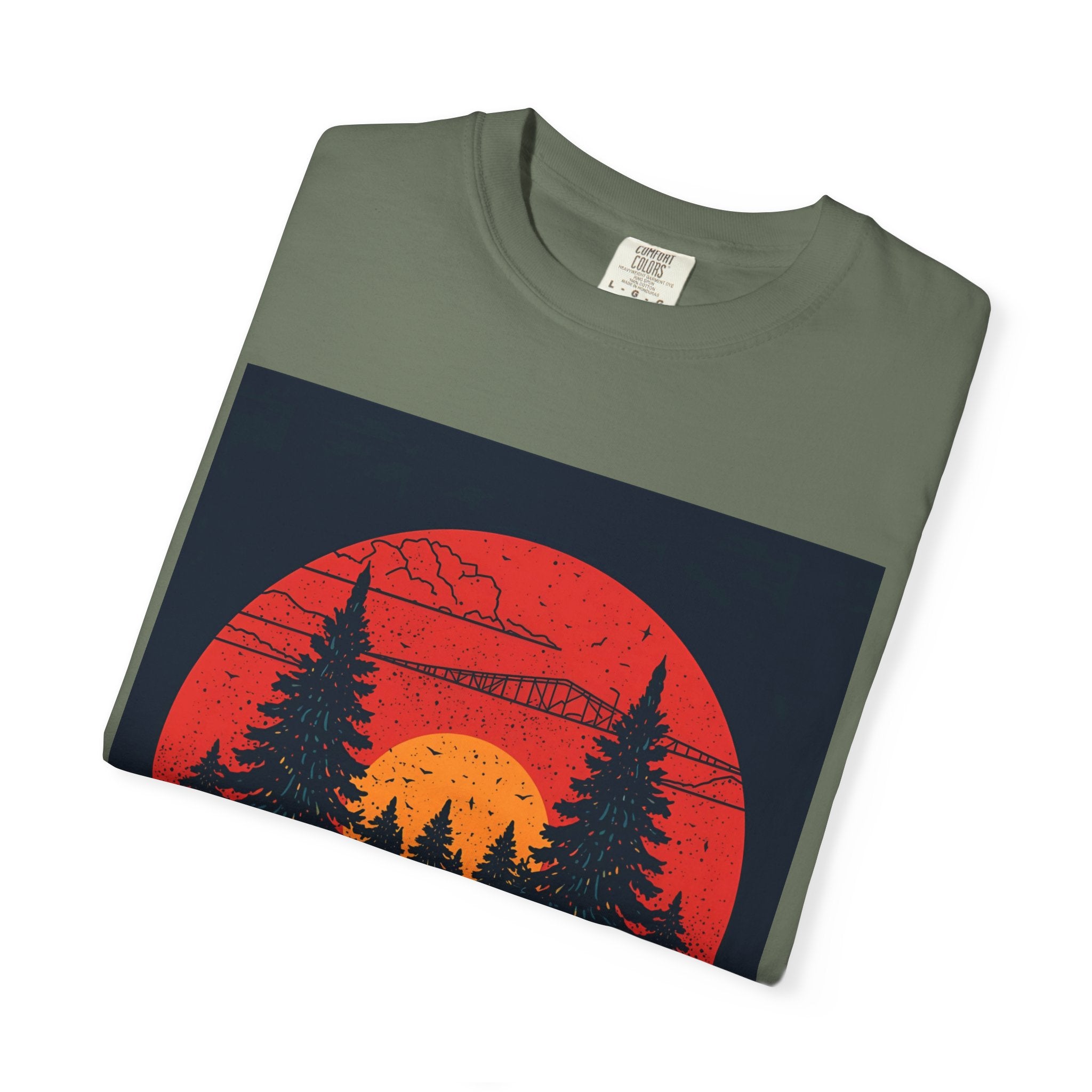 Sunset Forest Unisex Tee, Outdoor Adventure Shirt, Nature Lover Gift, Casual Stylish Top, Fall Fashion T-shirt