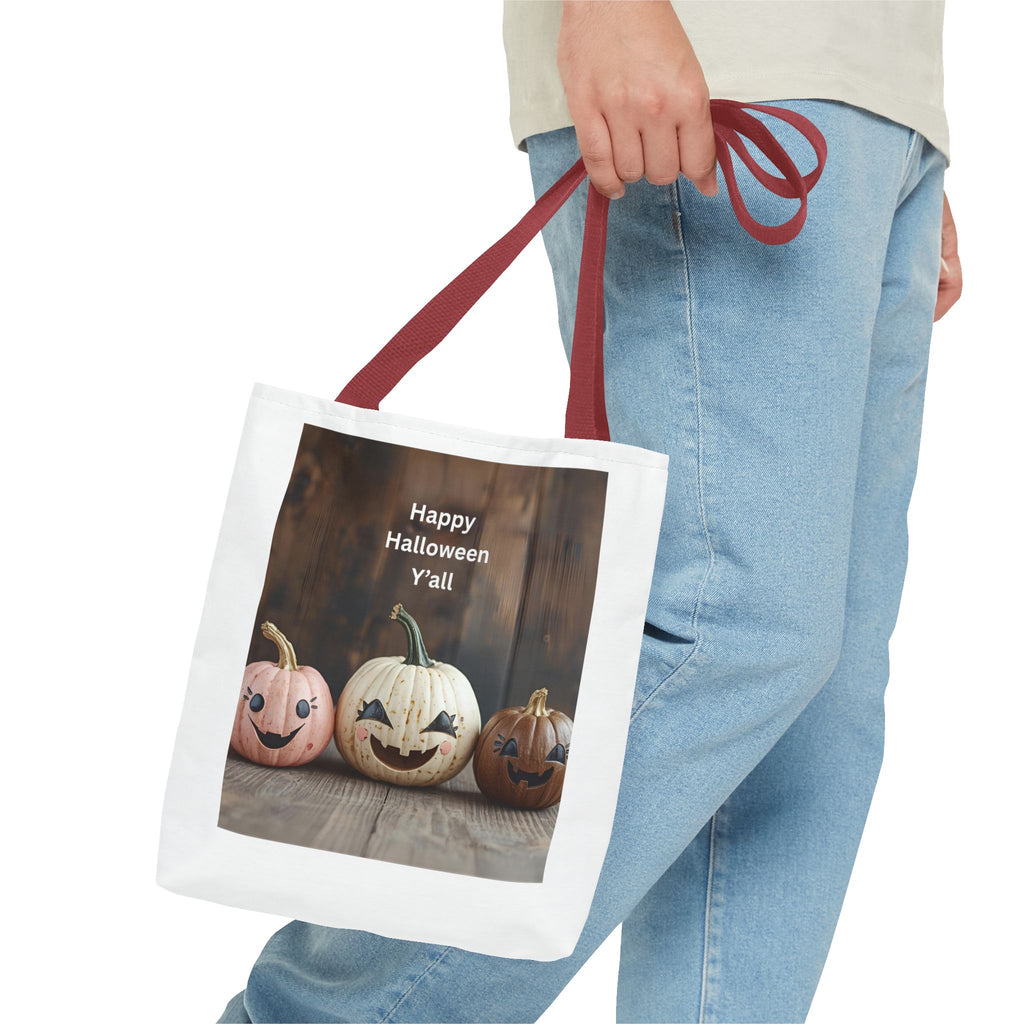 Happy Halloween Pumpkin Tote Bag, Halloween Gift, Trick or Treat Bag, Fall Tote, Spooky Season Decor, Fun Autumn Accessory