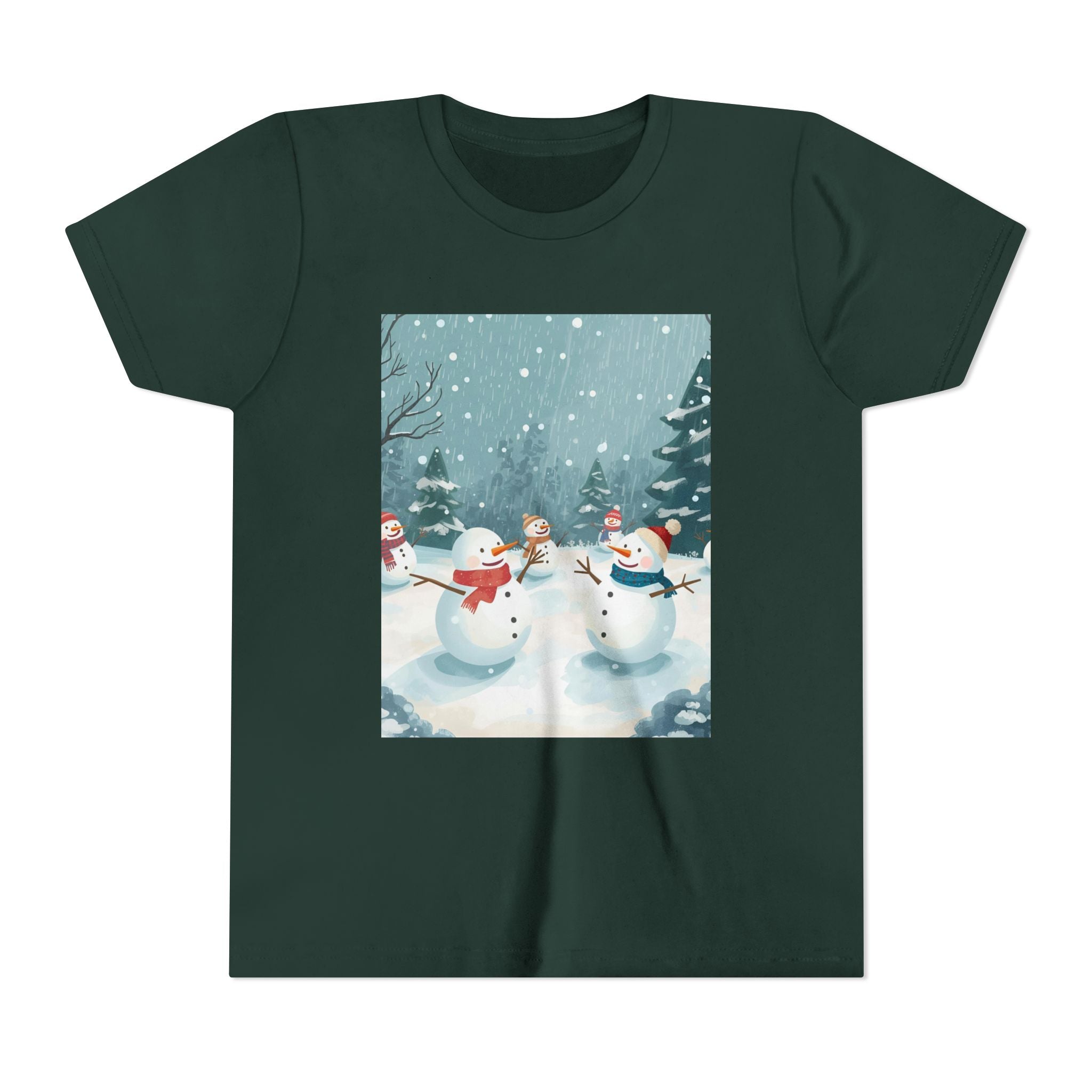 Festive Christmas Snowman Youth Short Sleeve Tee