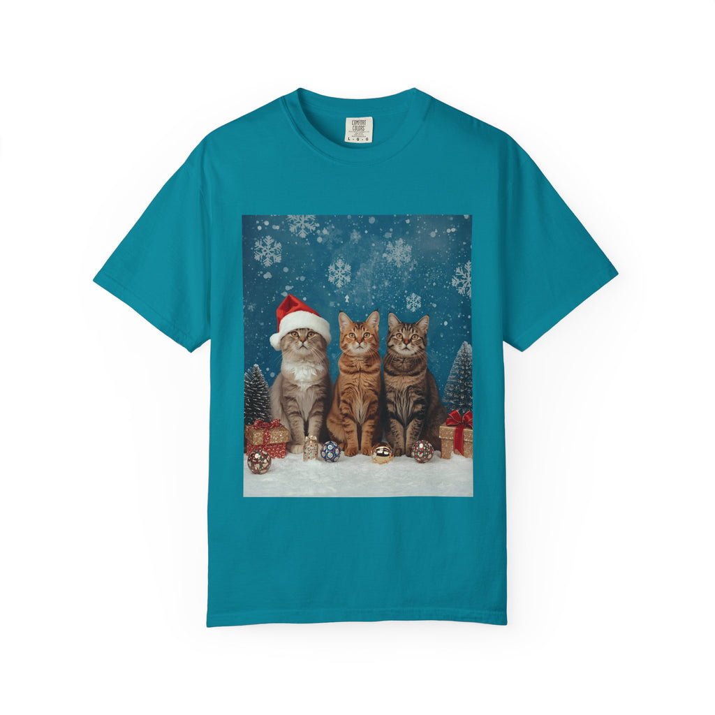 Cute Christmas Festive Cat Christmas T-Shirt, Holiday Shirt, Gift for Cat Lovers, Winter Apparel, Unisex Tee