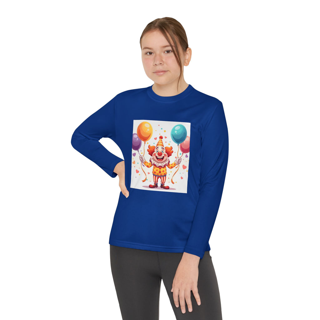 Birthday Clown With Balloons Youth Long Sleeve Competitor Tee