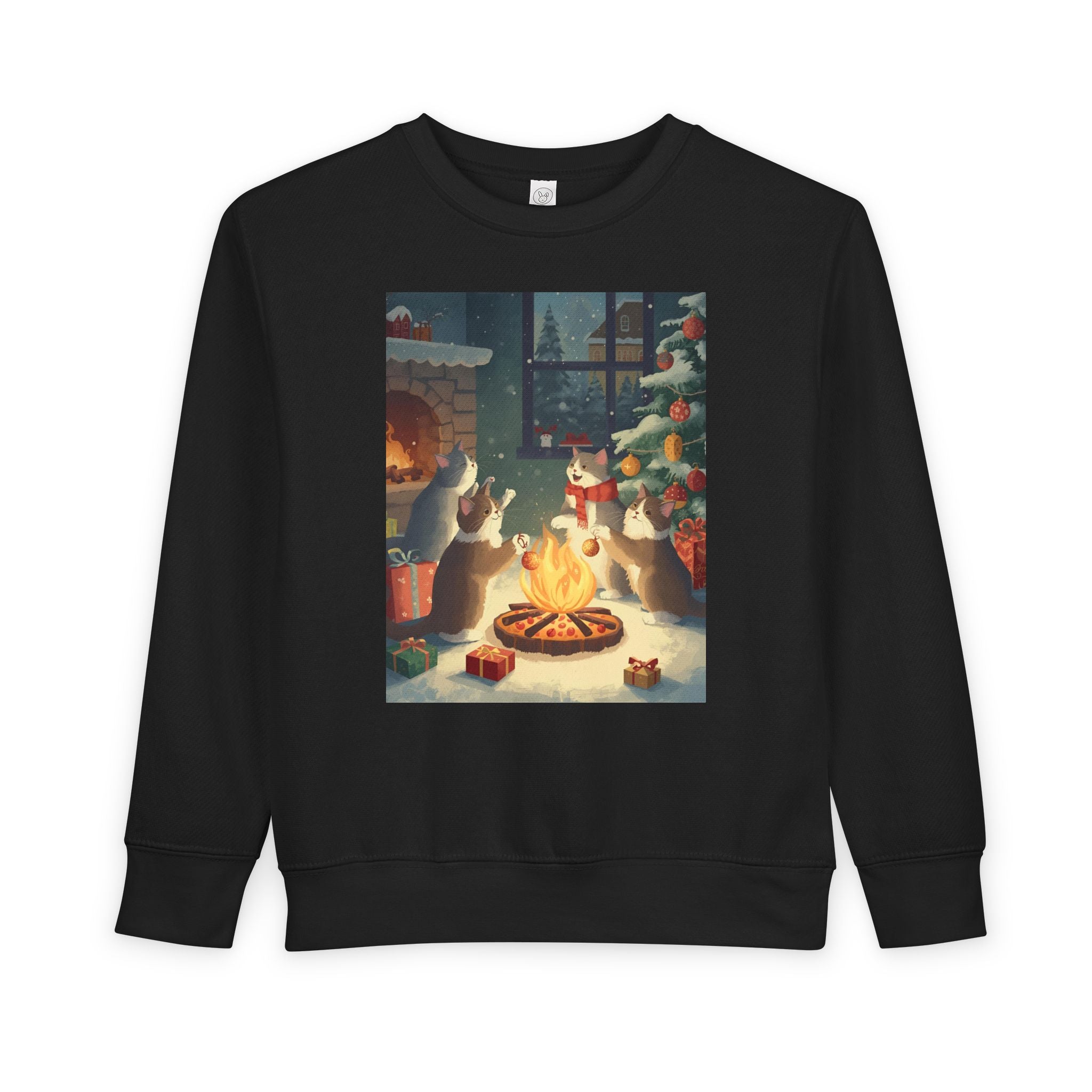 Cozy Holiday Toddler Sweatshirt, Christmas Gift, Cute Cat Design, Winter Apparel, Kids Holiday Clothing, Family Matching