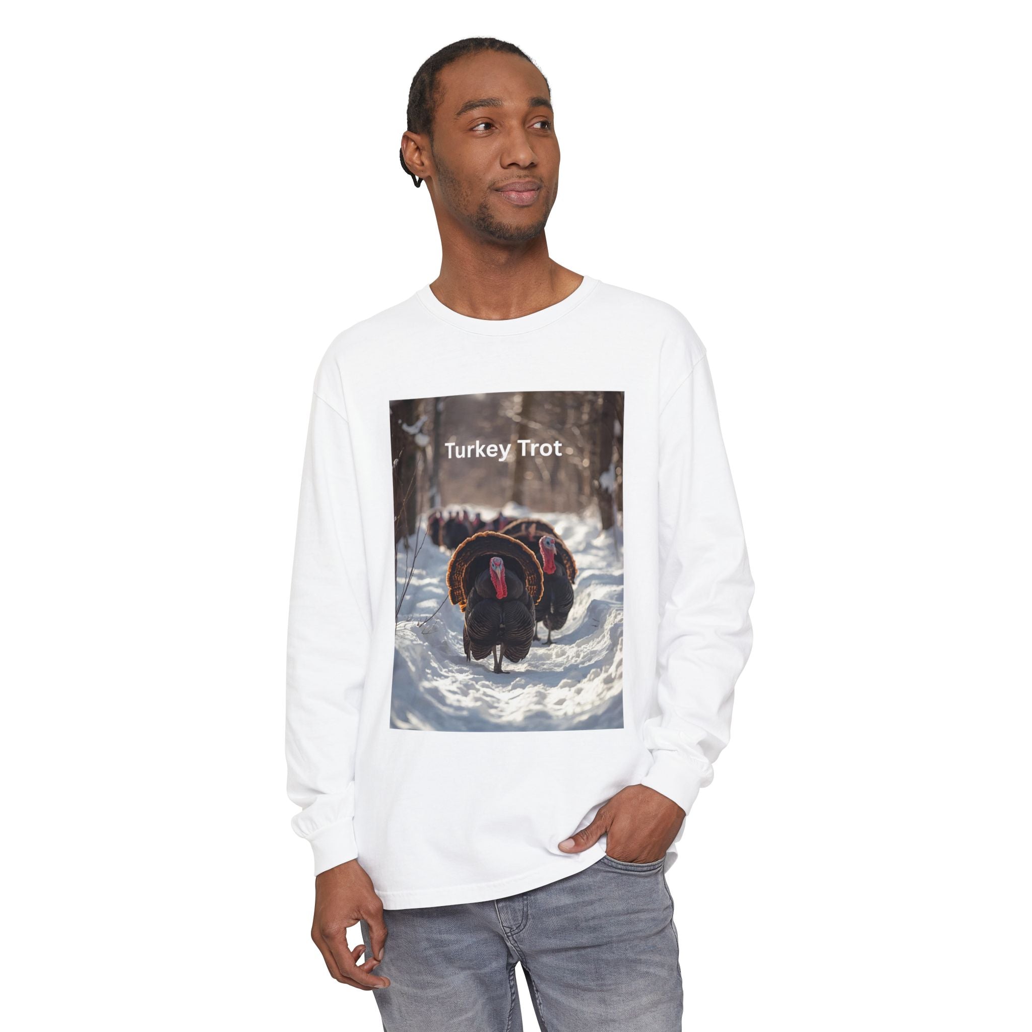 Turkey Trot Long Sleeve T-Shirt, Fall Festival Apparel, Thanksgiving Celebration Top, Unisex Holiday Shirt, Comfortable Everyday Wear