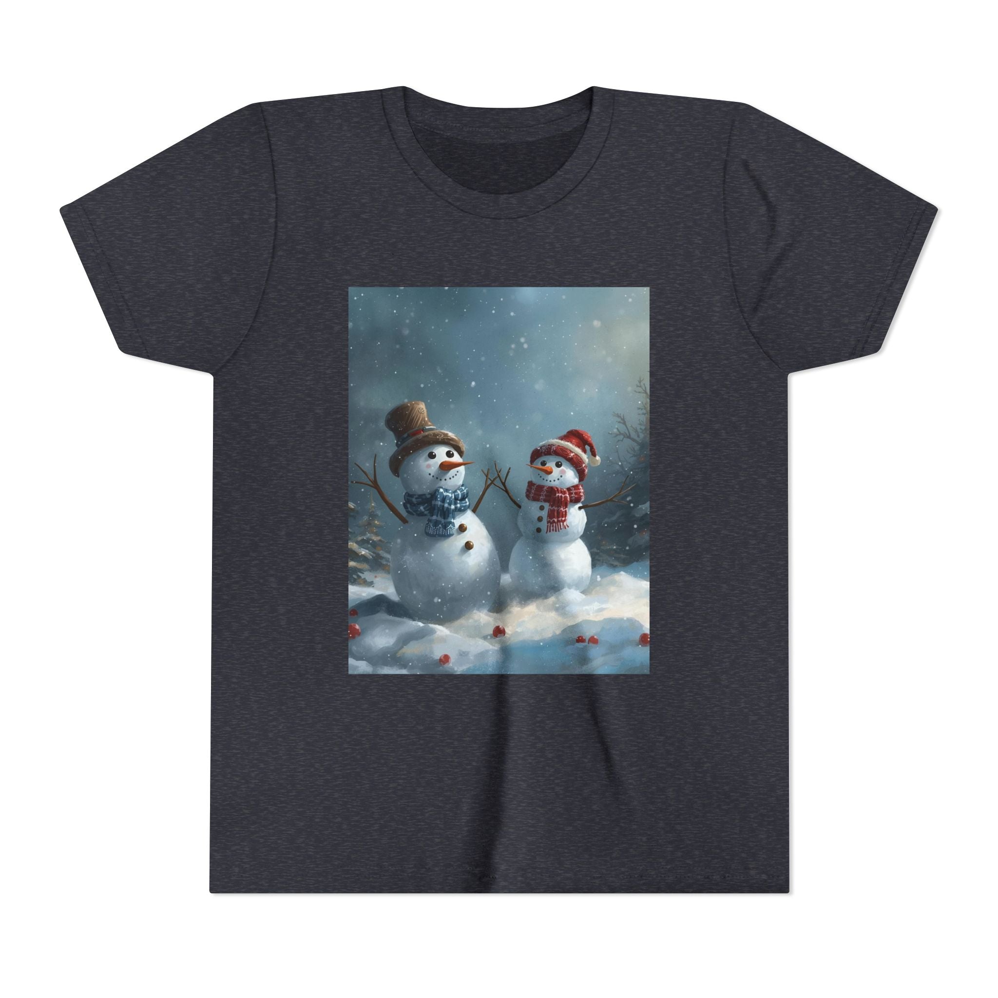 Youth Christmas Snowman Tee, Winter T-Shirt, Christmas Gift, Holiday Apparel, Kids Winter Wear, Cute Snowman Design