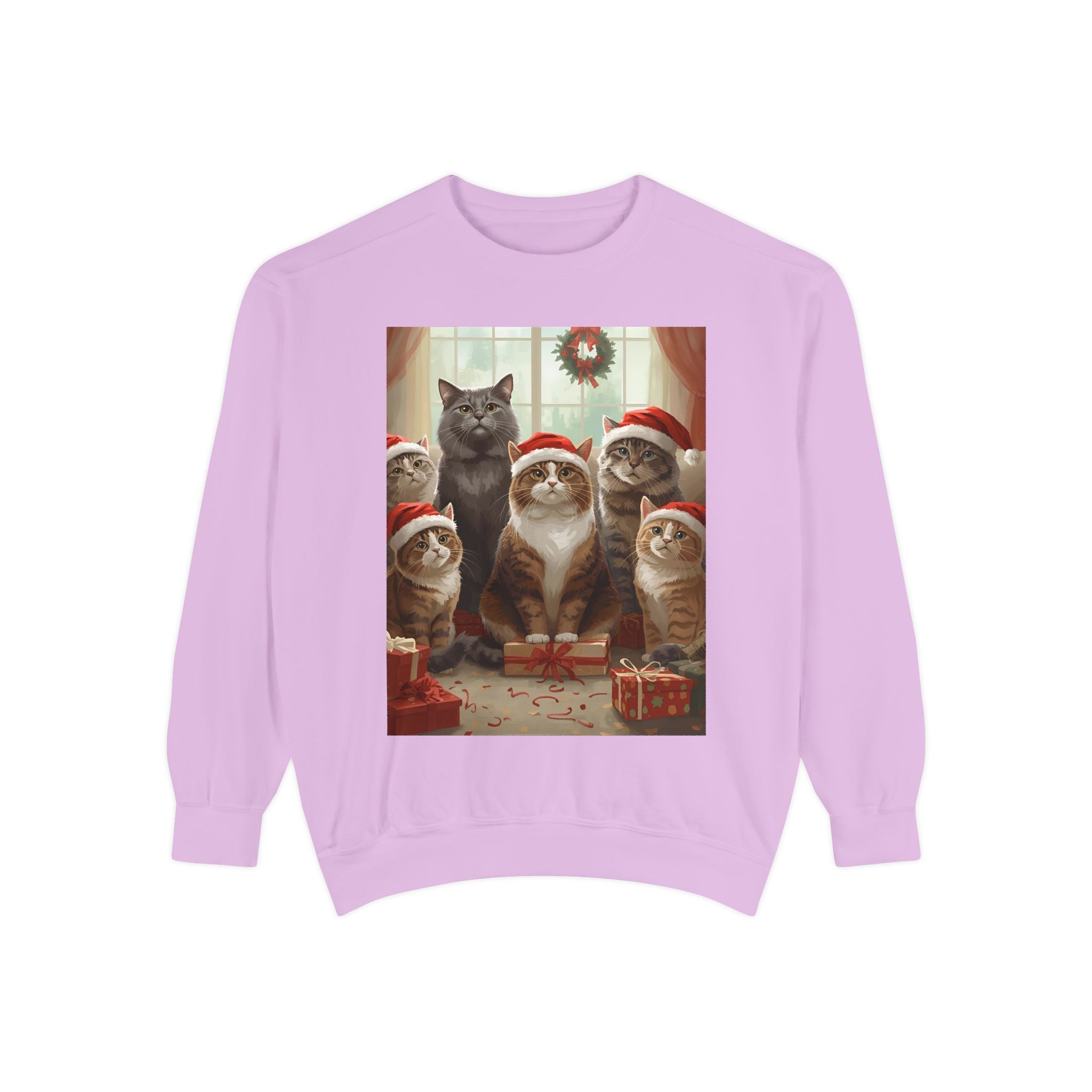 Cozy Holiday Cat Sweatshirt, Festive Sweatshirt for Cat Lovers, Christmas Gift for Pet Owners, Cute Cat Apparel, Winter Wardrobe Essential