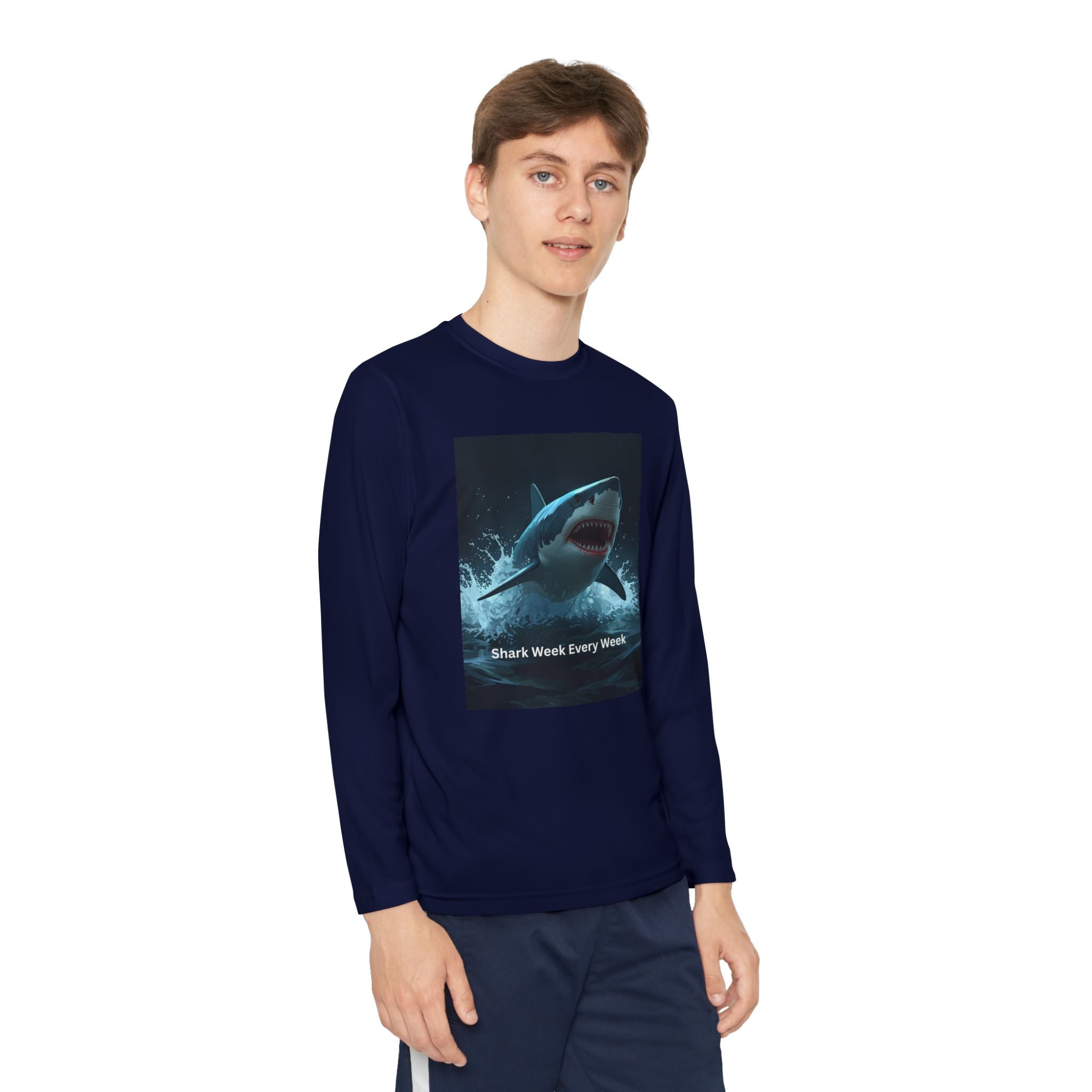 Shark Week Youth Long Sleeve Tee - Funny Ocean Shirt, Kids Gift, Summer Wear, Cool Tee, Swim Shirt, Beach Apparel