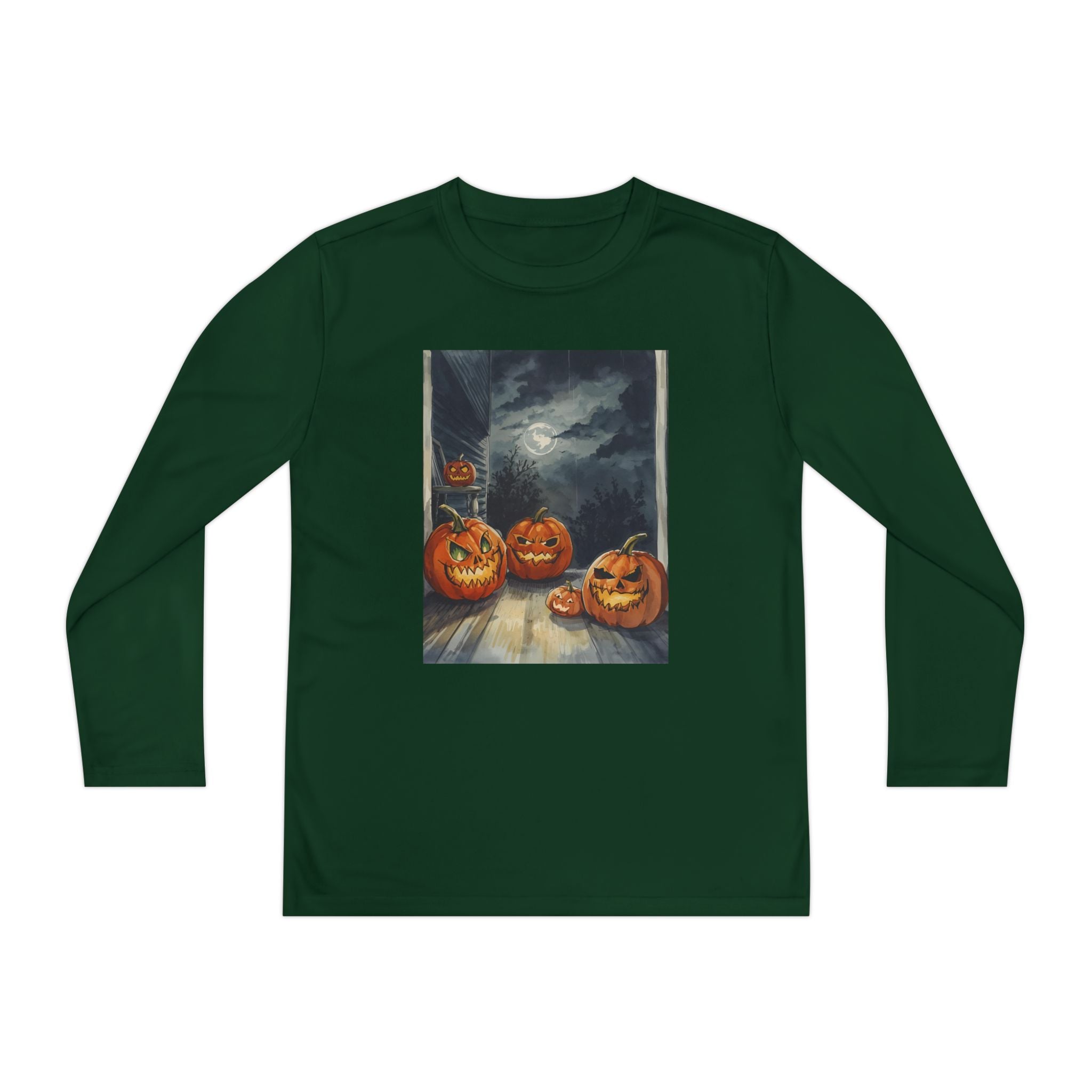 Halloween Pumpkin Spooky Youth Long Sleeve Competitor Tee
