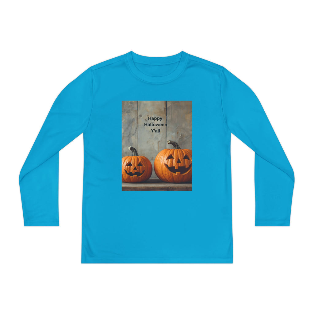 Youth Halloween Pumpkin Long Sleeve Tee, Funny Halloween Shirt, Kids Pumpkin Tee, Fall Celebration Top, Spooky Season Apparel